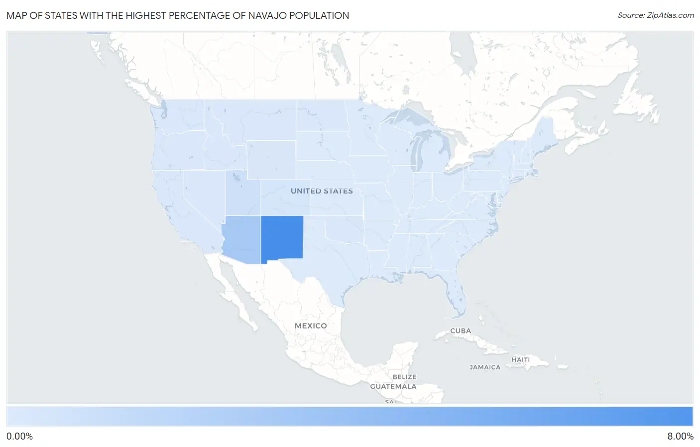 States with the Highest Percentage of Navajo Population in the United States Map