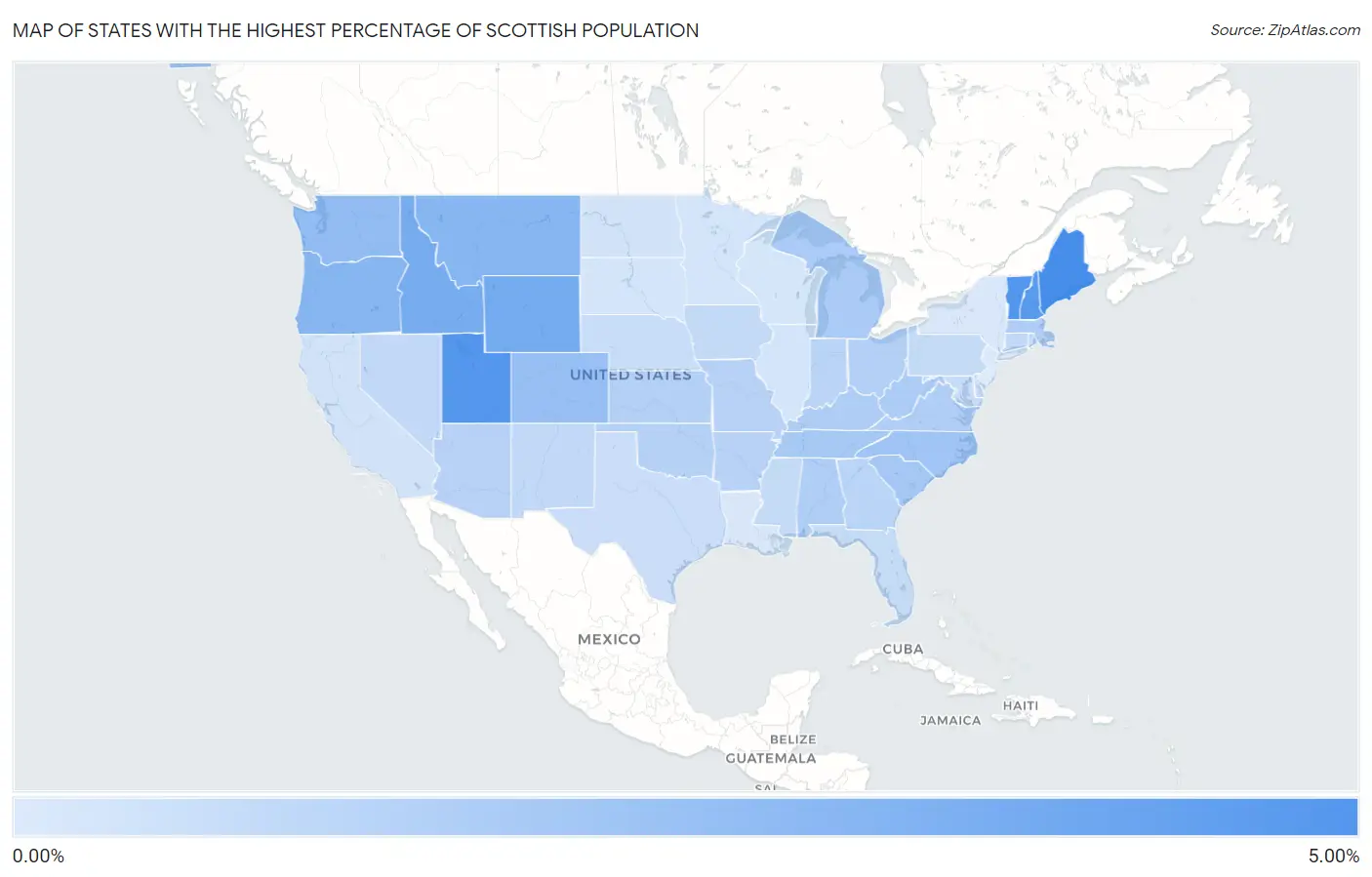 States with the Highest Percentage of Scottish Population in the United States Map