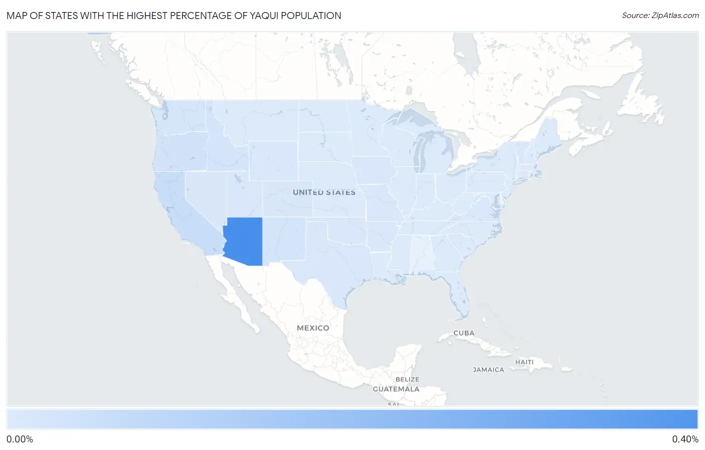 States with the Highest Percentage of Yaqui Population in the United States Map