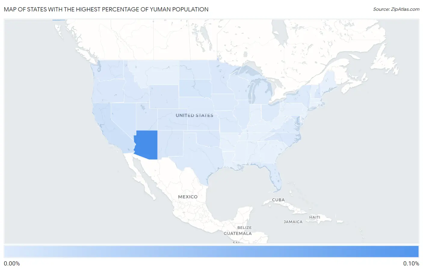 States with the Highest Percentage of Yuman Population in the United States Map