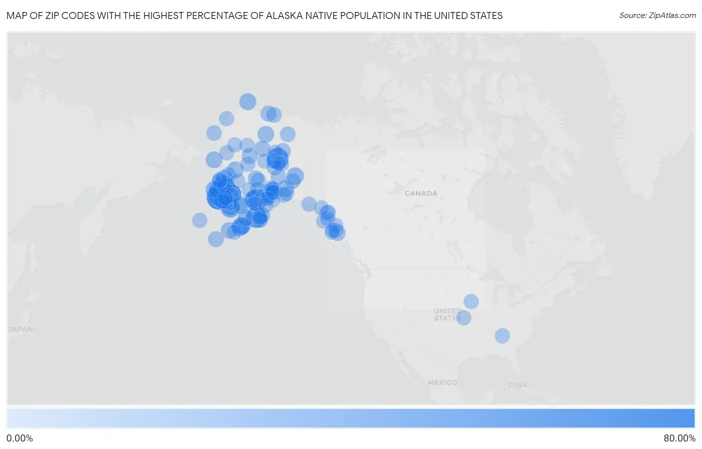 Zip Codes with the Highest Percentage of Alaska Native Population in the United States Map