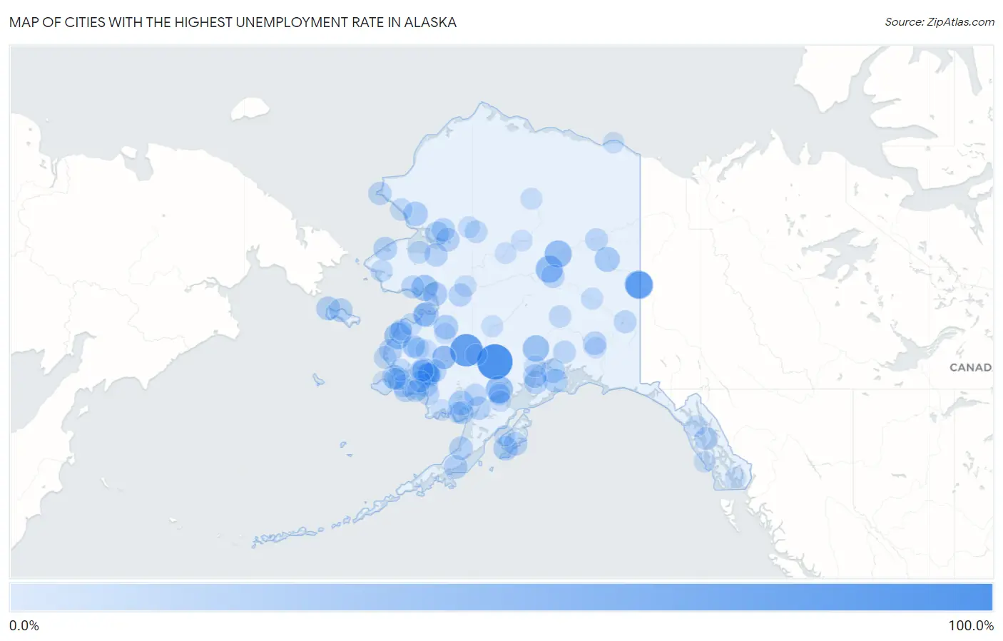 Cities with the Highest Unemployment Rate in Alaska Map