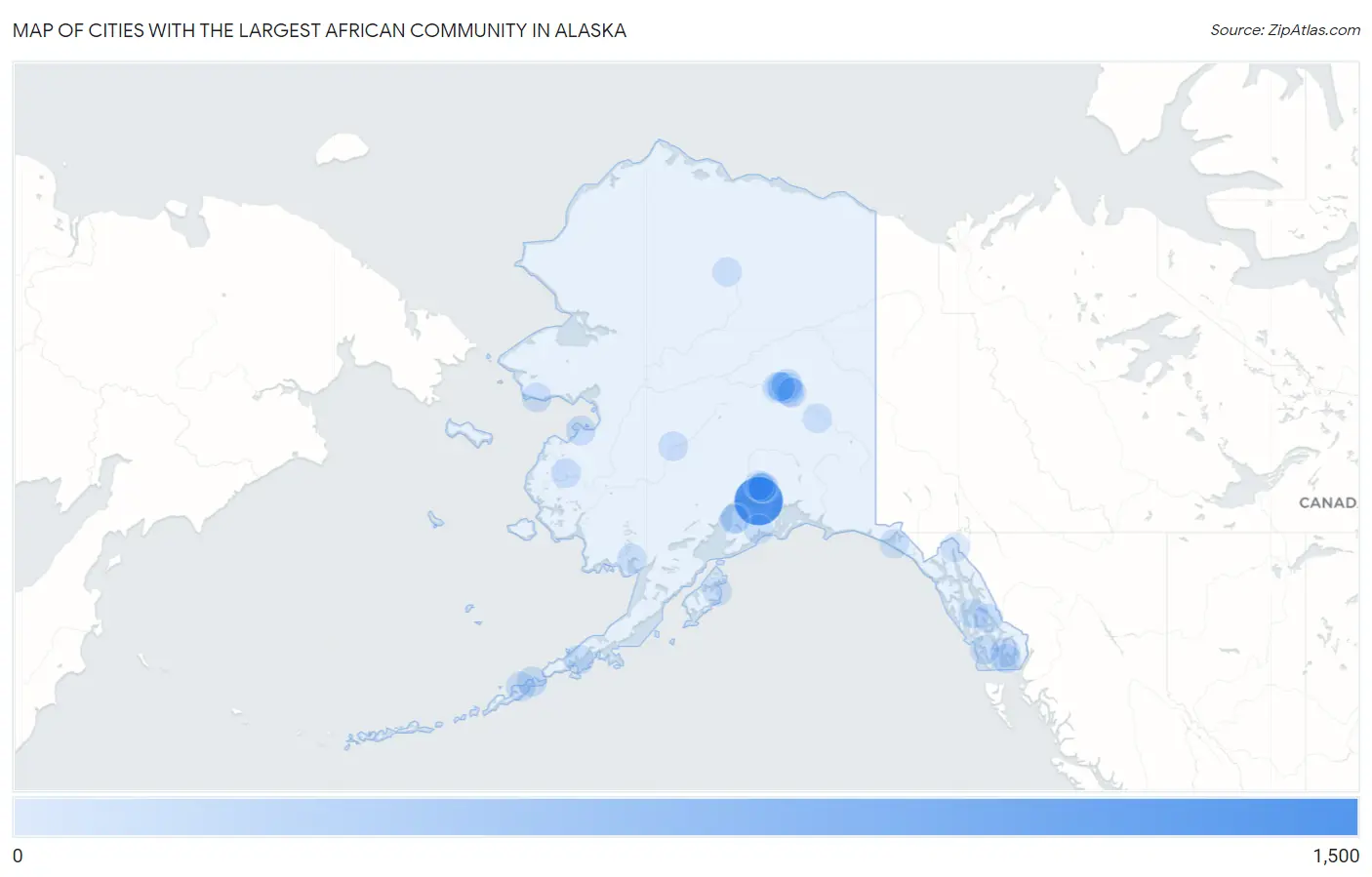 Cities with the Largest African Community in Alaska Map