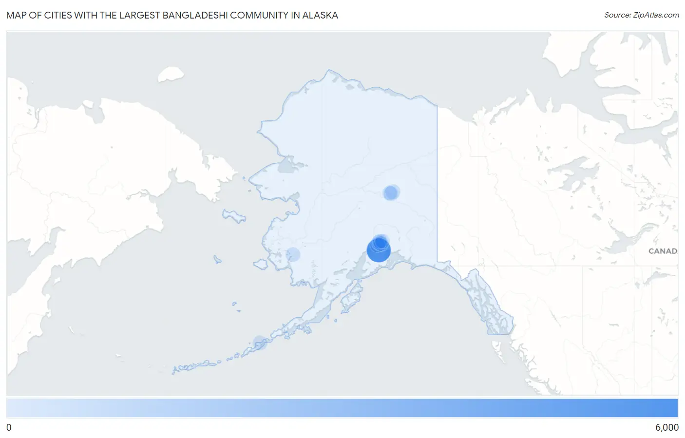 Cities with the Largest Bangladeshi Community in Alaska Map