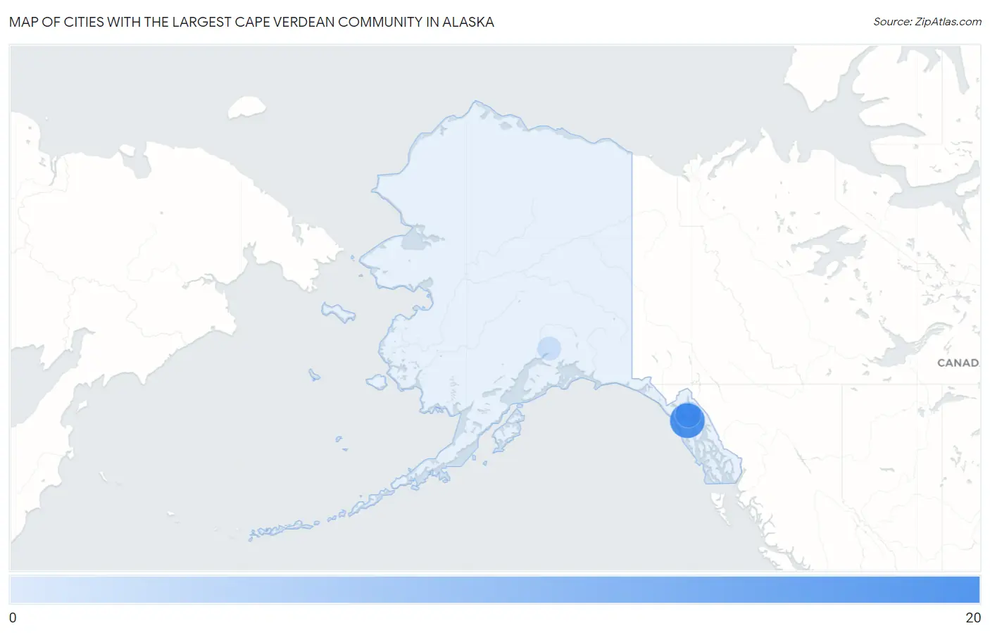 Cities with the Largest Cape Verdean Community in Alaska Map