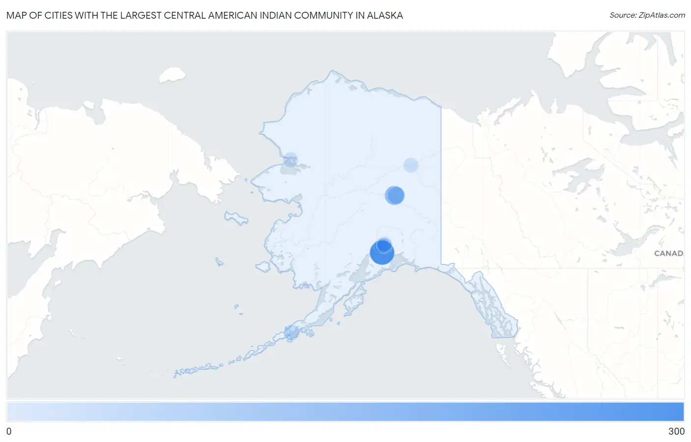 Cities with the Largest Central American Indian Community in Alaska Map