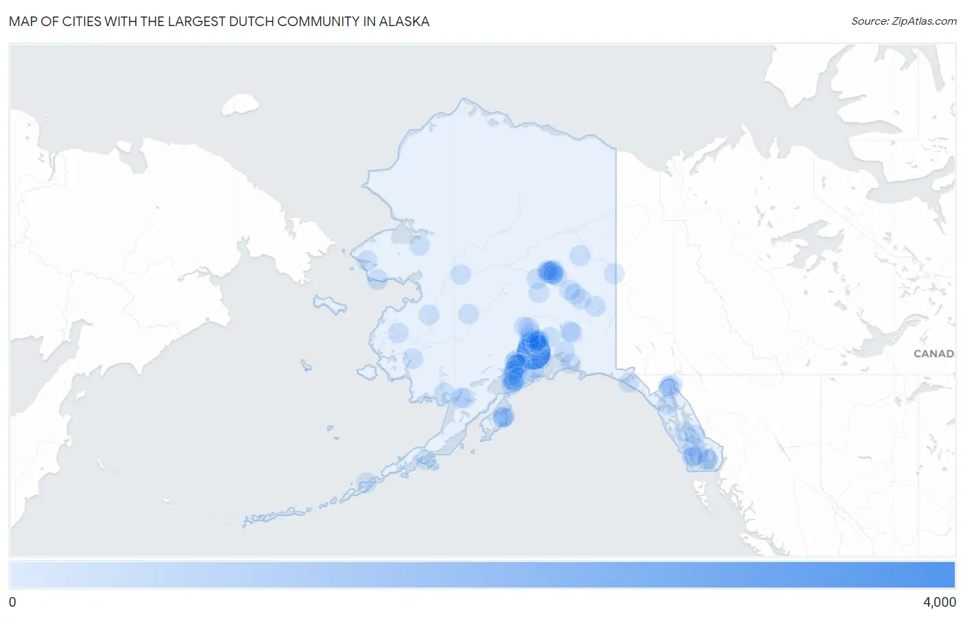 Cities with the Largest Dutch Community in Alaska Map