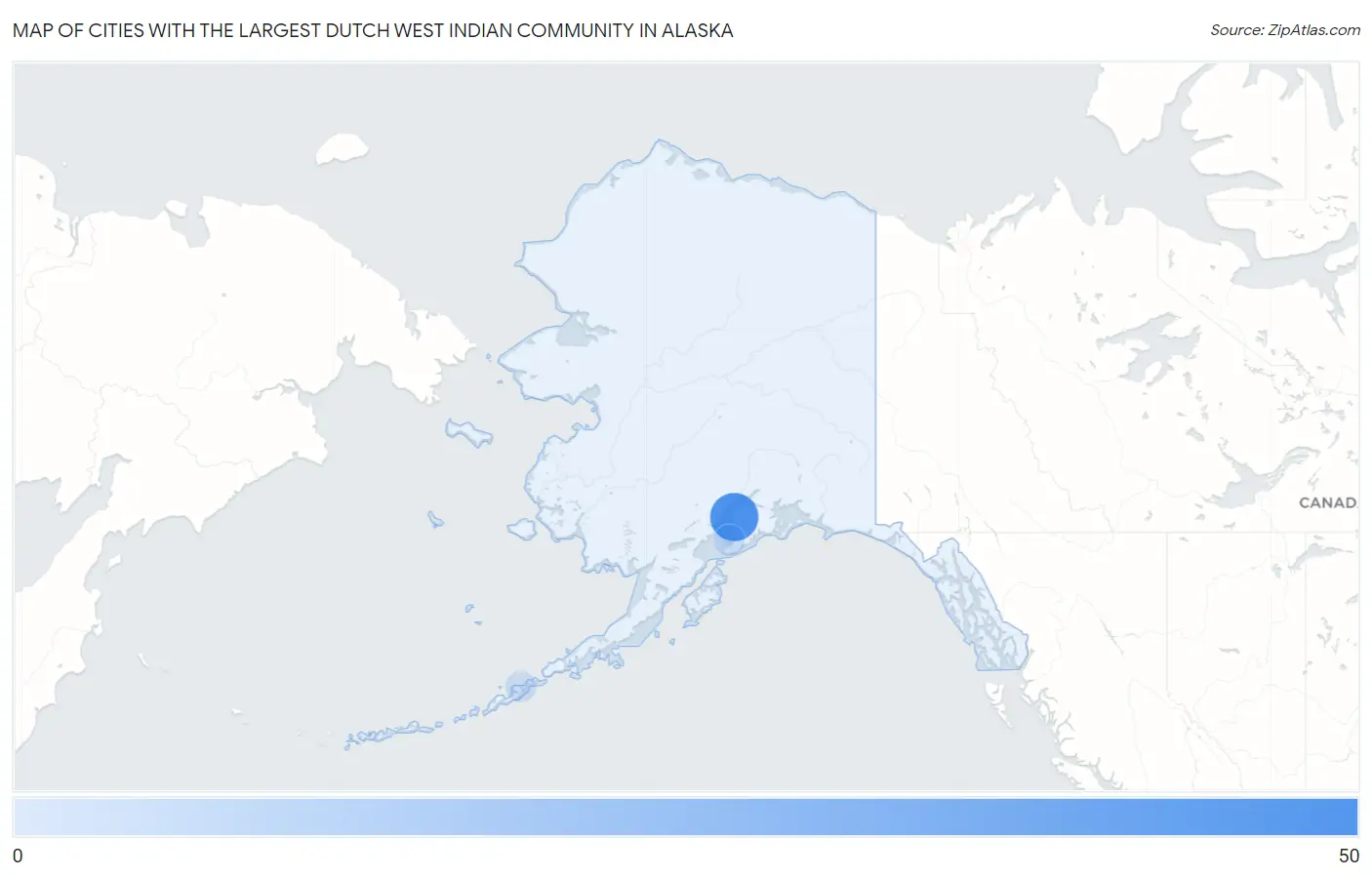 Cities with the Largest Dutch West Indian Community in Alaska Map