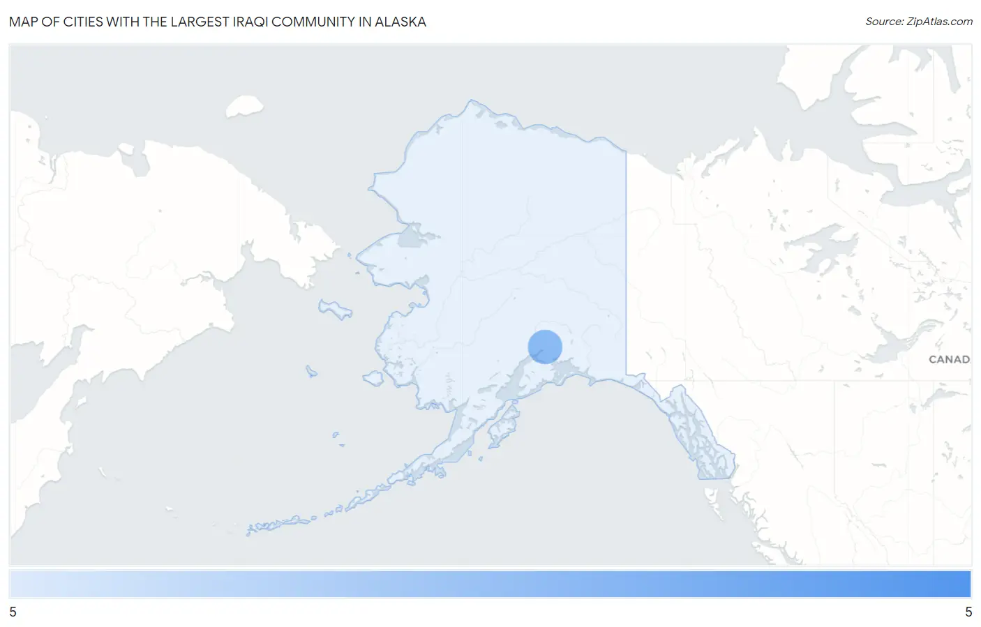 Cities with the Largest Iraqi Community in Alaska Map