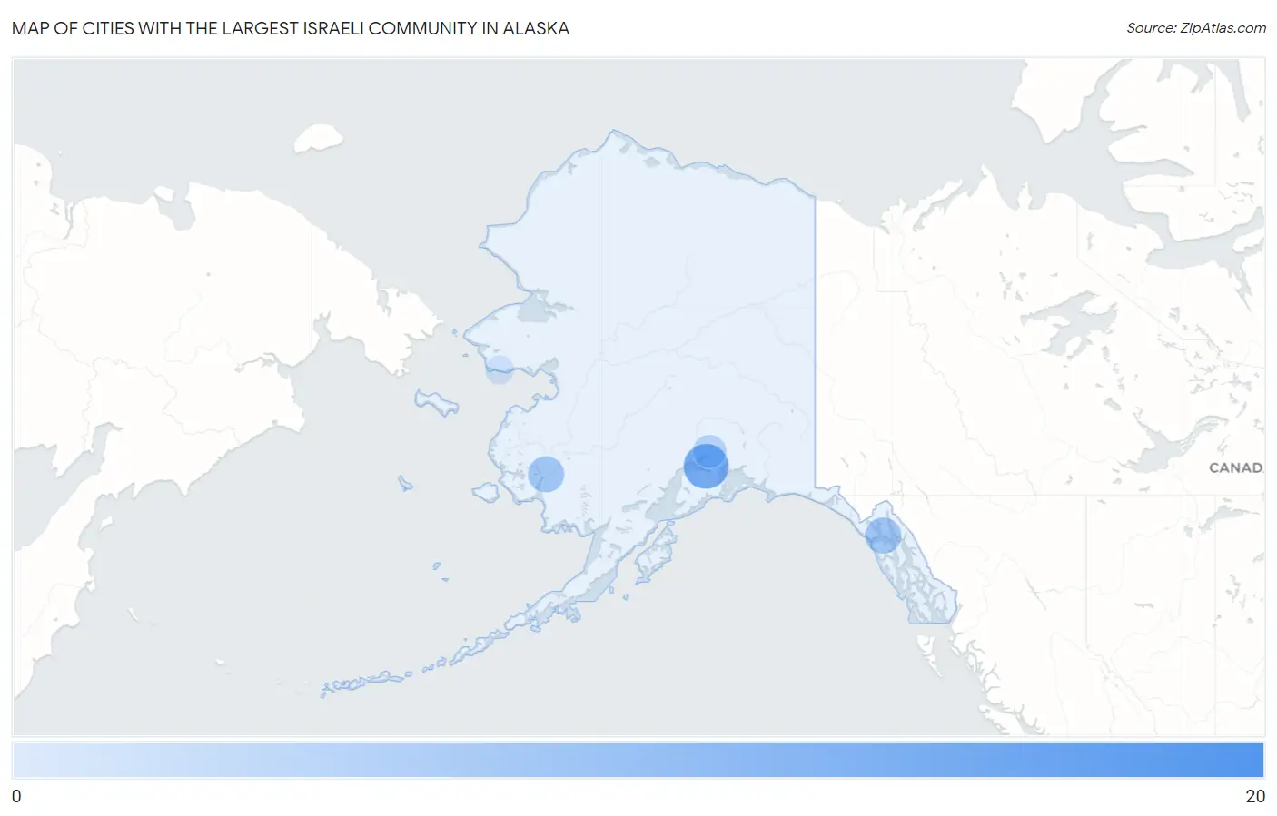 Cities with the Largest Israeli Community in Alaska Map