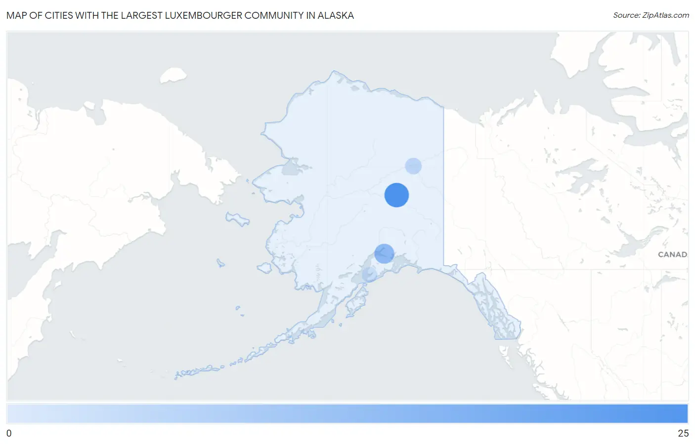 Cities with the Largest Luxembourger Community in Alaska Map