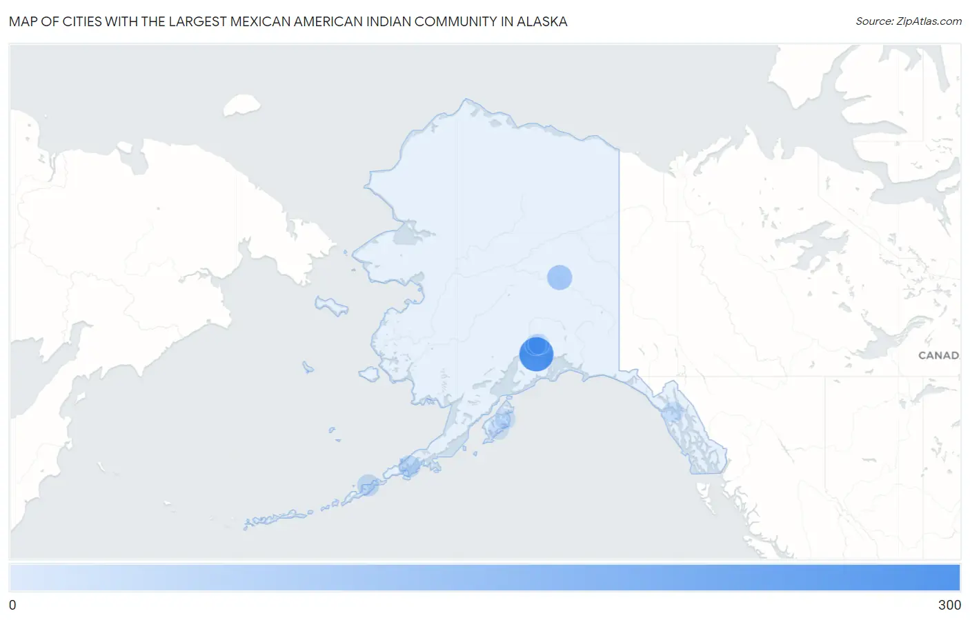 Cities with the Largest Mexican American Indian Community in Alaska Map