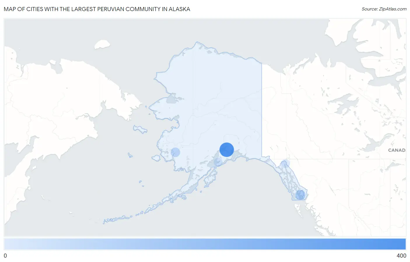 Cities with the Largest Peruvian Community in Alaska Map