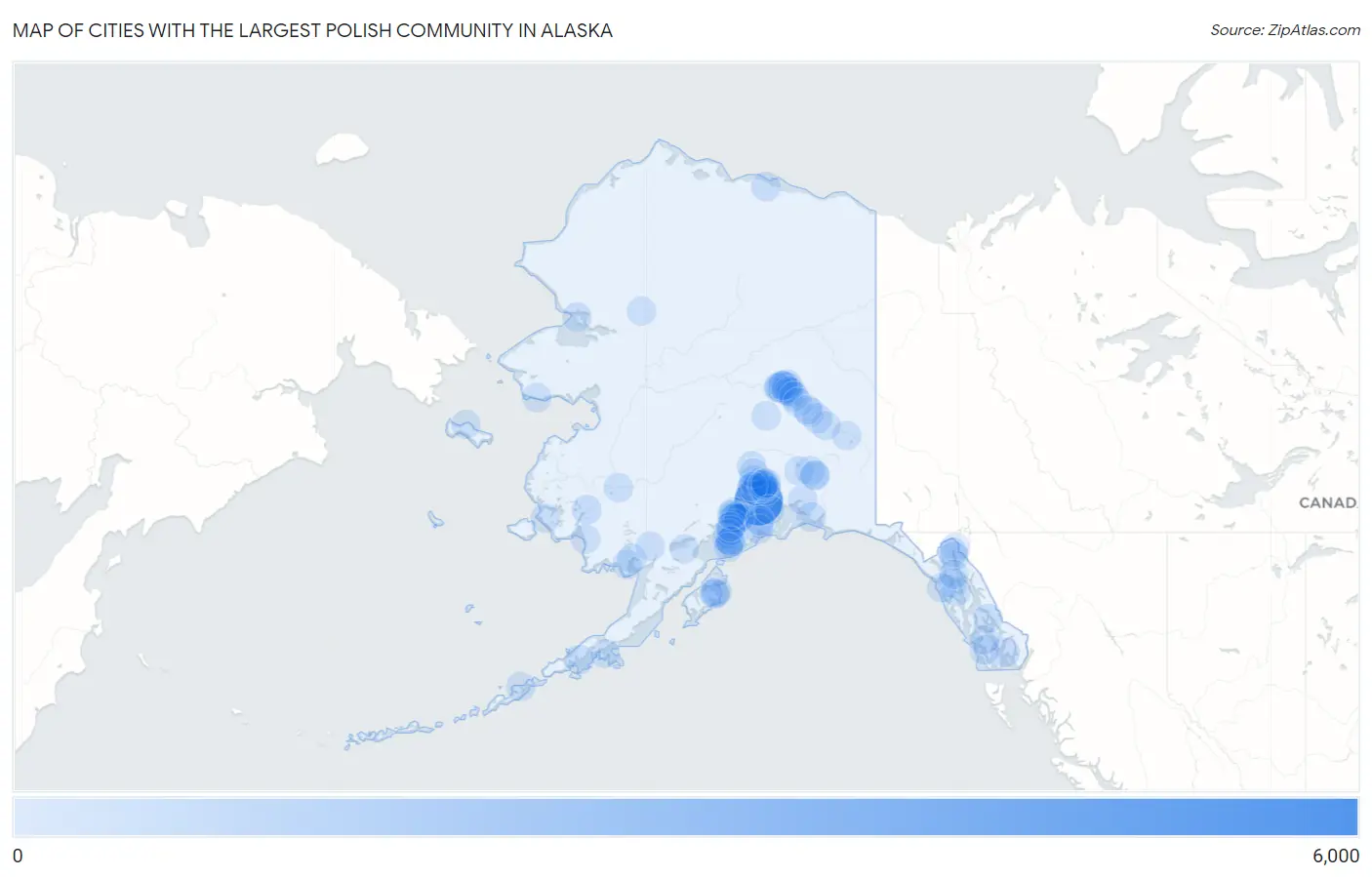 Cities with the Largest Polish Community in Alaska Map