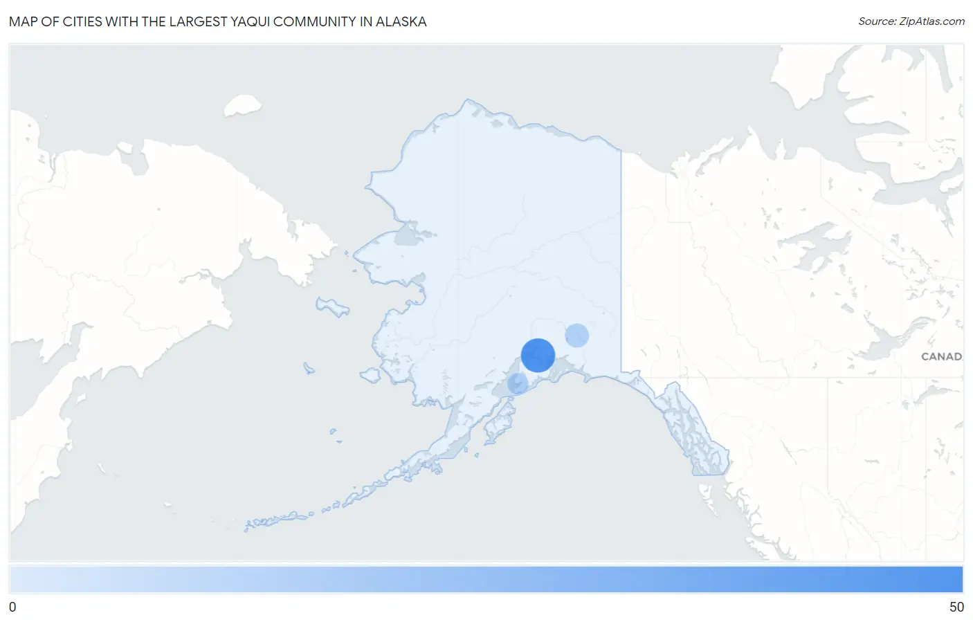 Cities with the Largest Yaqui Community in Alaska Map