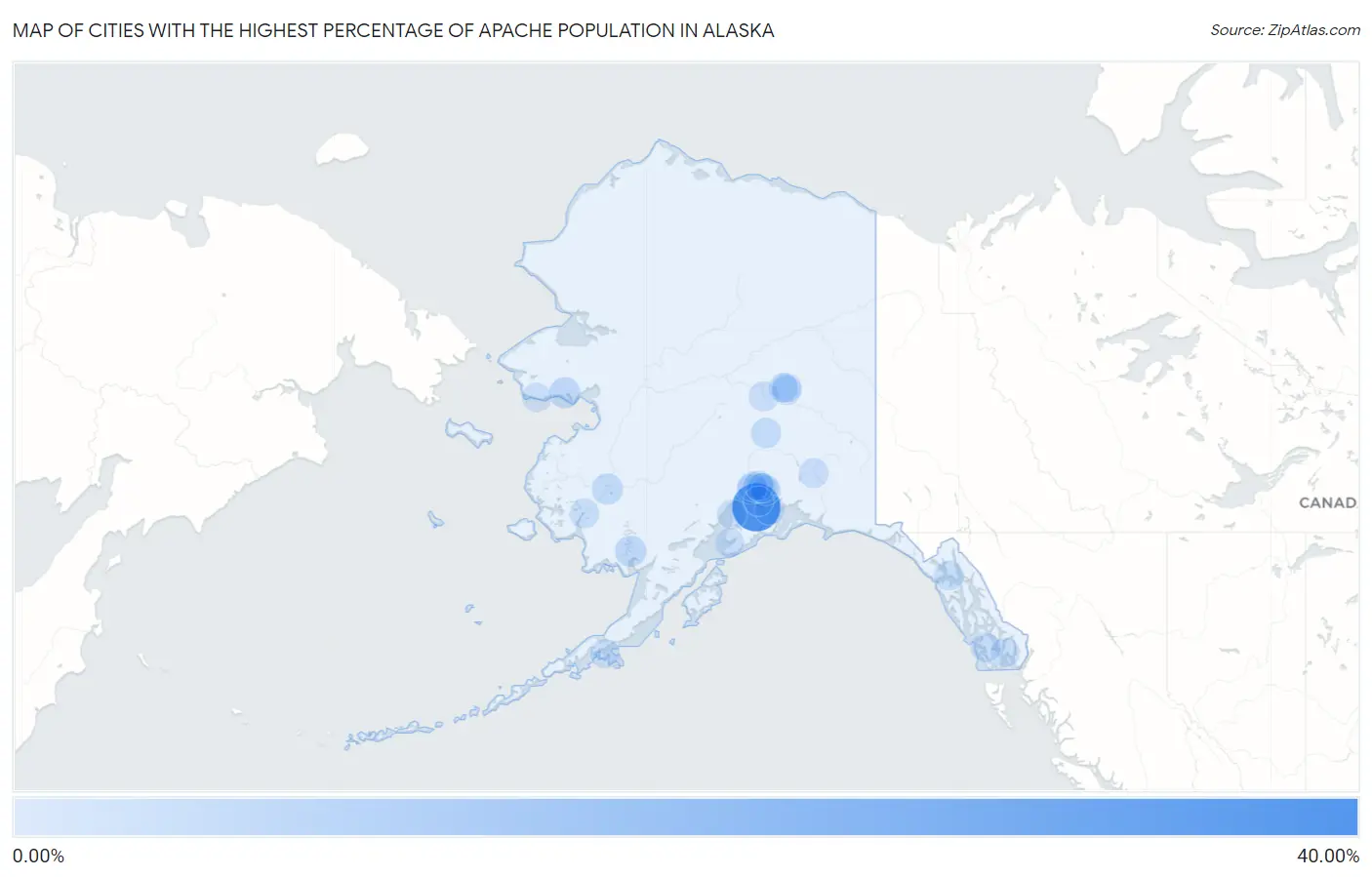 Cities with the Highest Percentage of Apache Population in Alaska Map