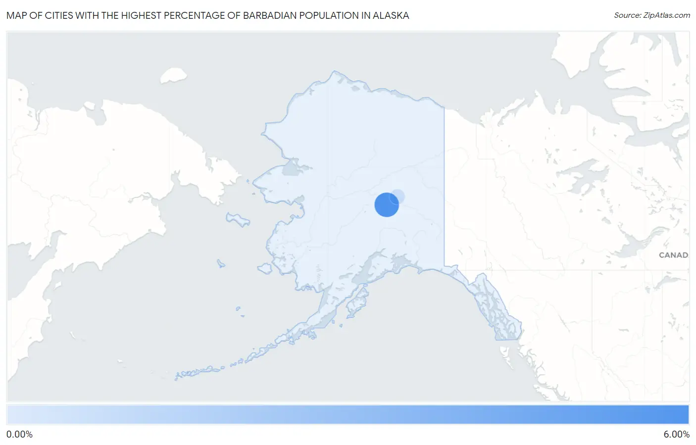 Cities with the Highest Percentage of Barbadian Population in Alaska Map