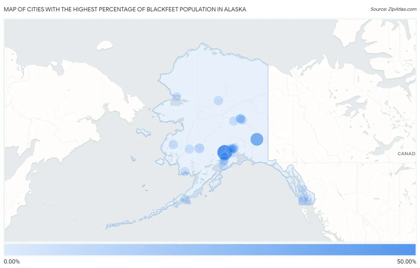 Cities with the Highest Percentage of Blackfeet Population in Alaska Map