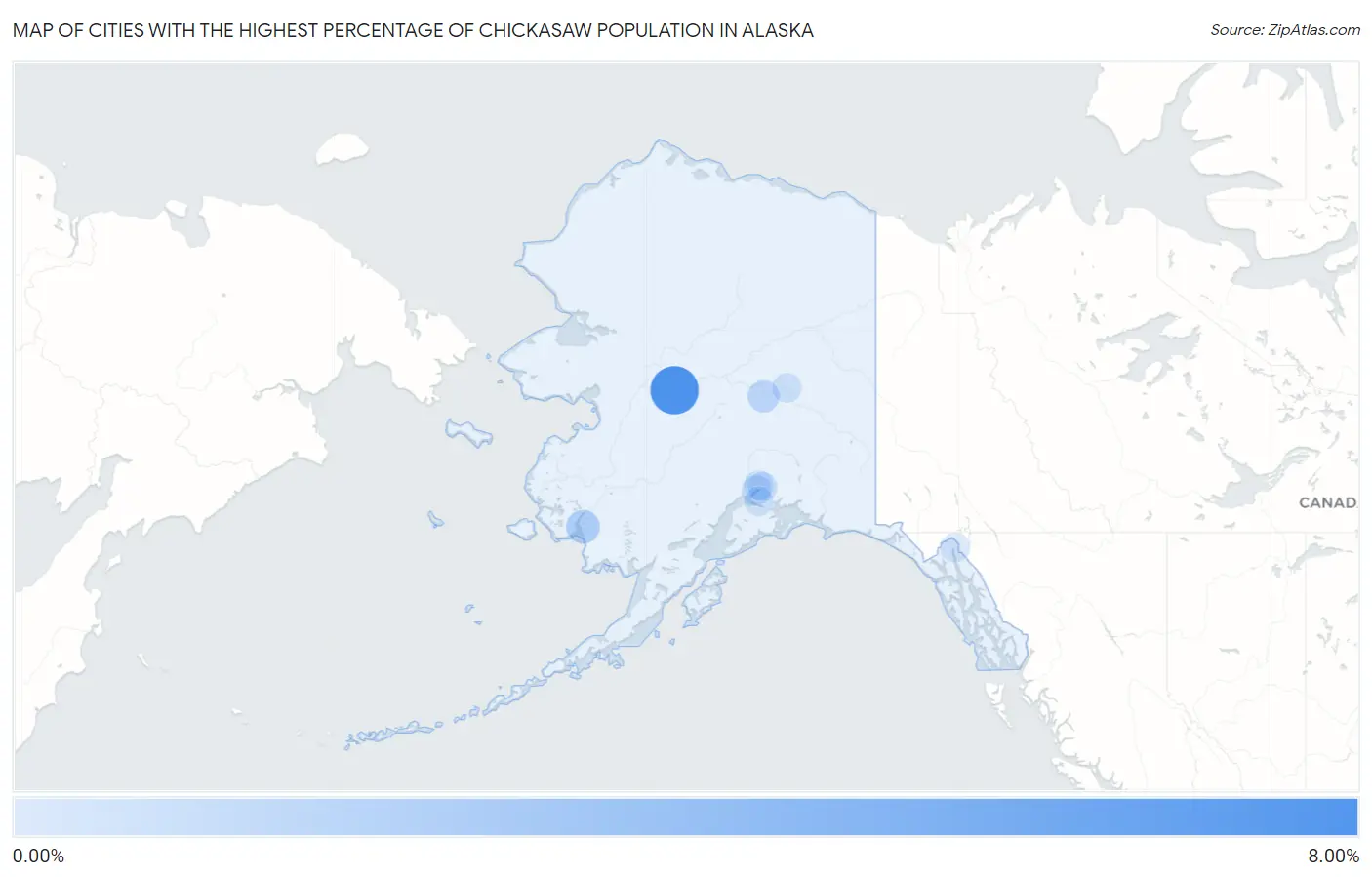 Cities with the Highest Percentage of Chickasaw Population in Alaska Map
