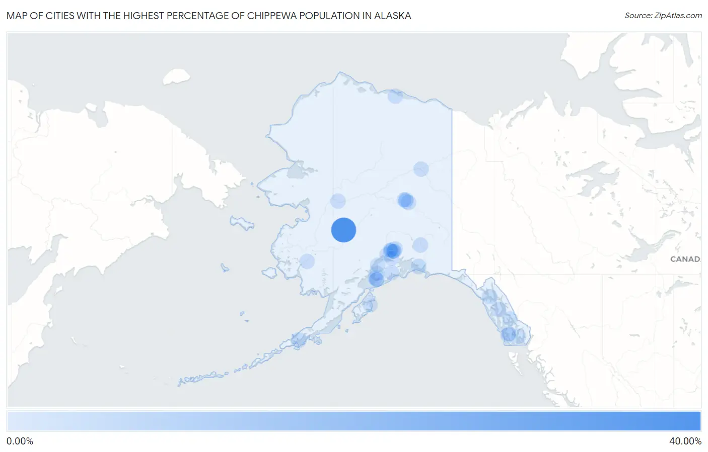 Cities with the Highest Percentage of Chippewa Population in Alaska Map