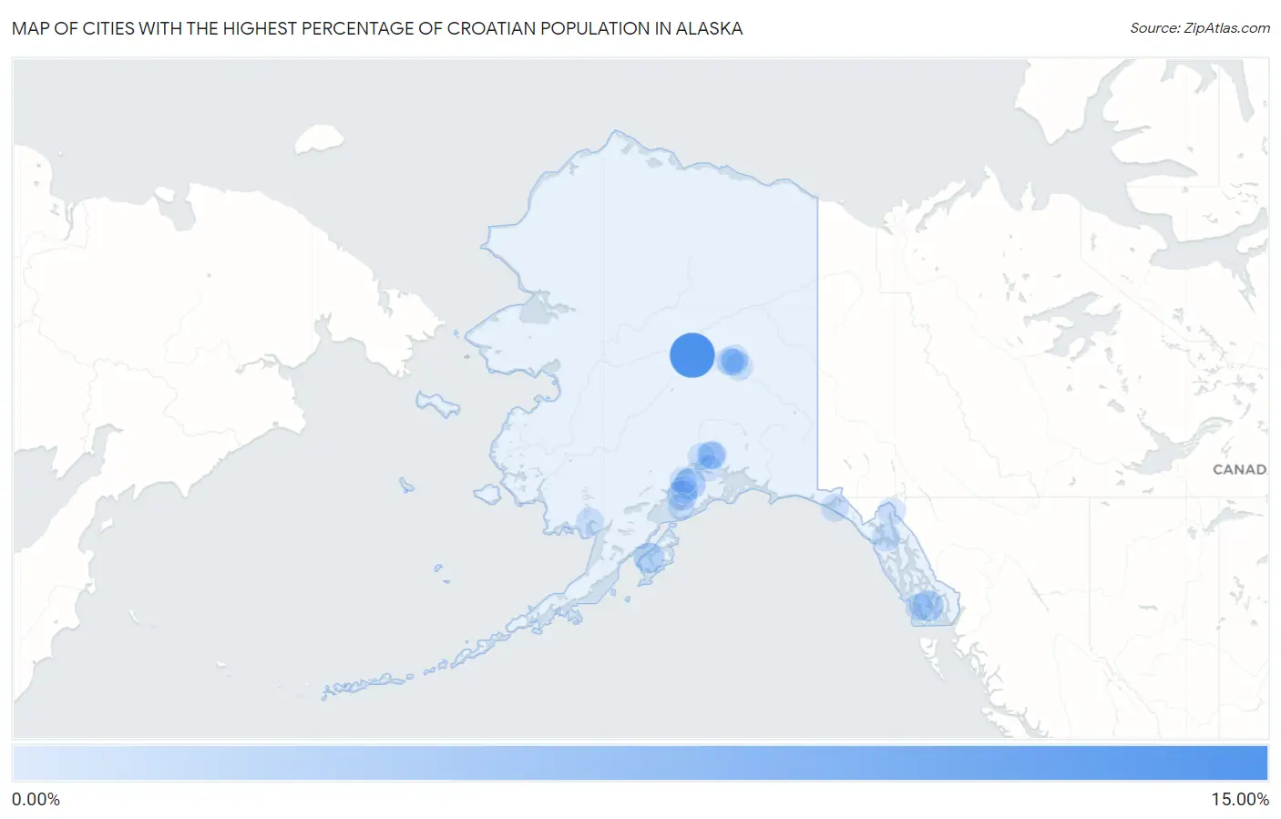 Cities with the Highest Percentage of Croatian Population in Alaska Map