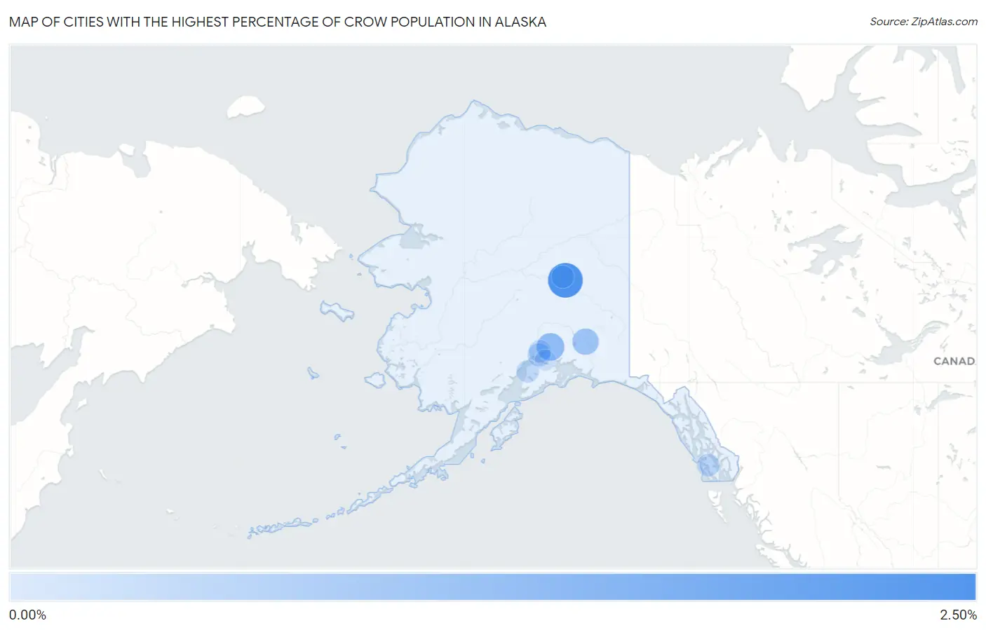 Cities with the Highest Percentage of Crow Population in Alaska Map