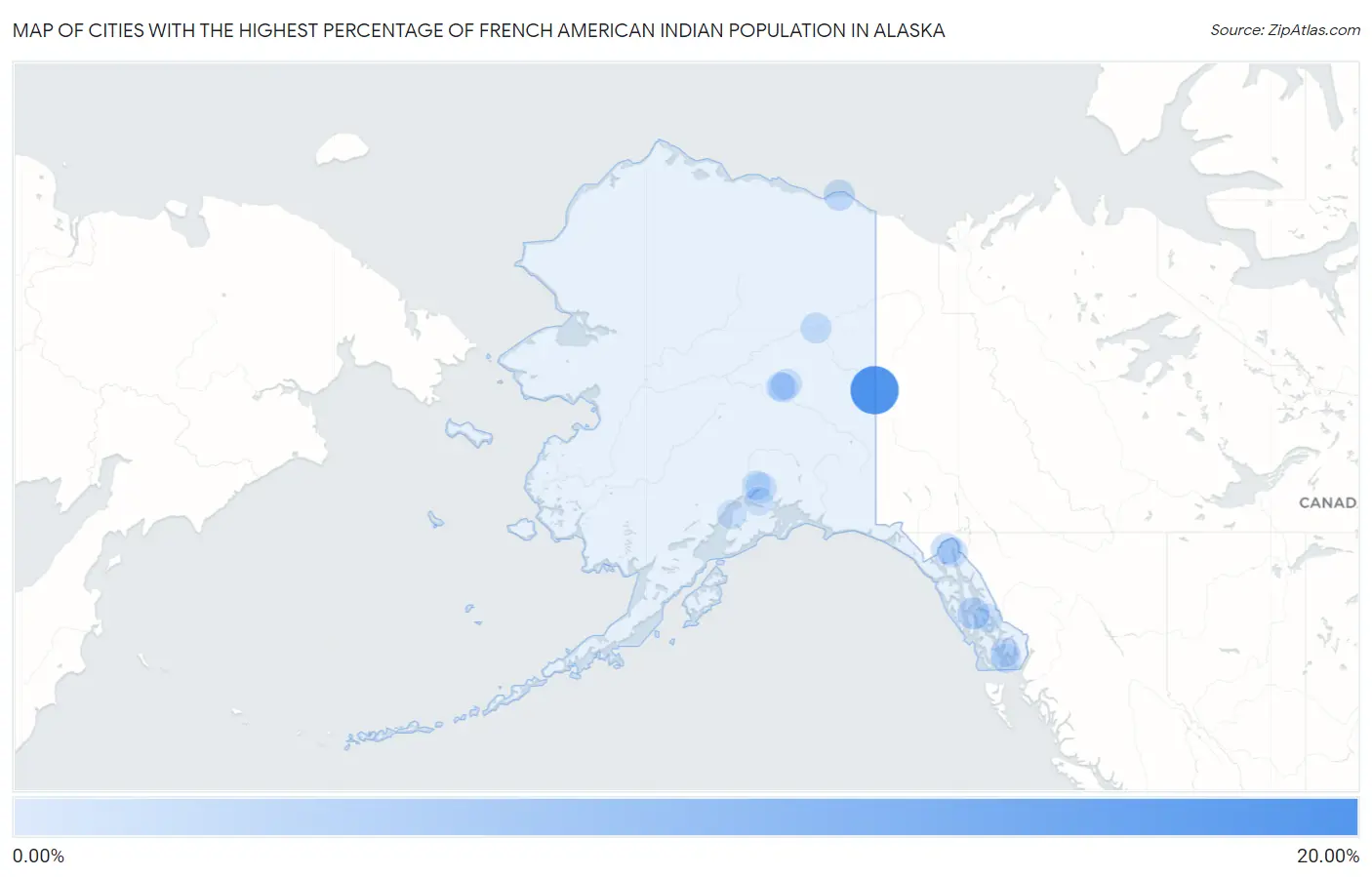 Cities with the Highest Percentage of French American Indian Population in Alaska Map