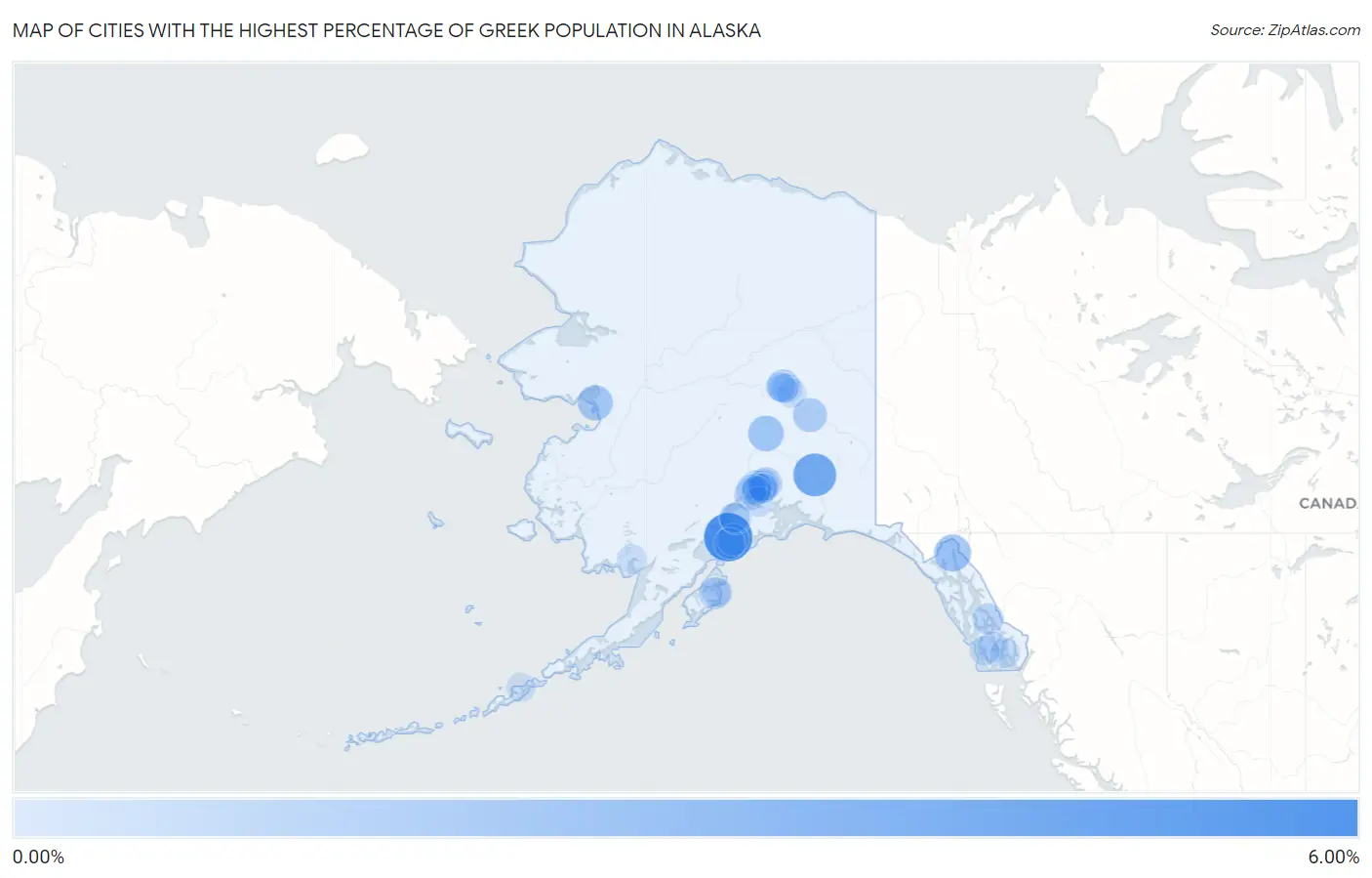 Cities with the Highest Percentage of Greek Population in Alaska Map