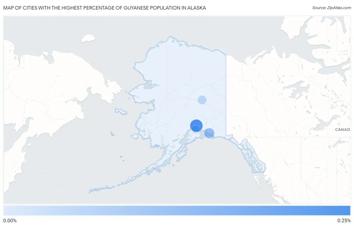Cities with the Highest Percentage of Guyanese Population in Alaska Map
