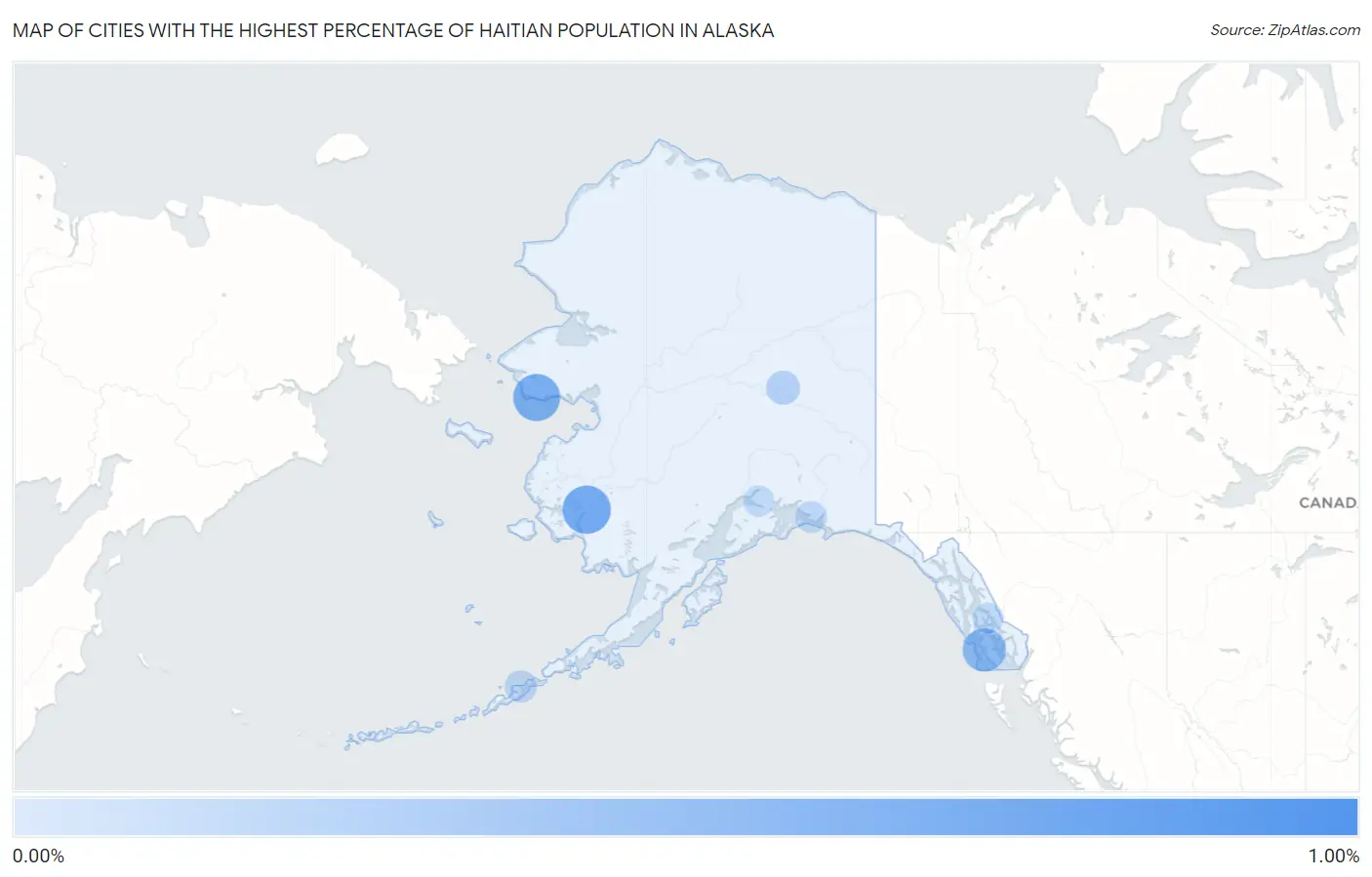 Cities with the Highest Percentage of Haitian Population in Alaska Map