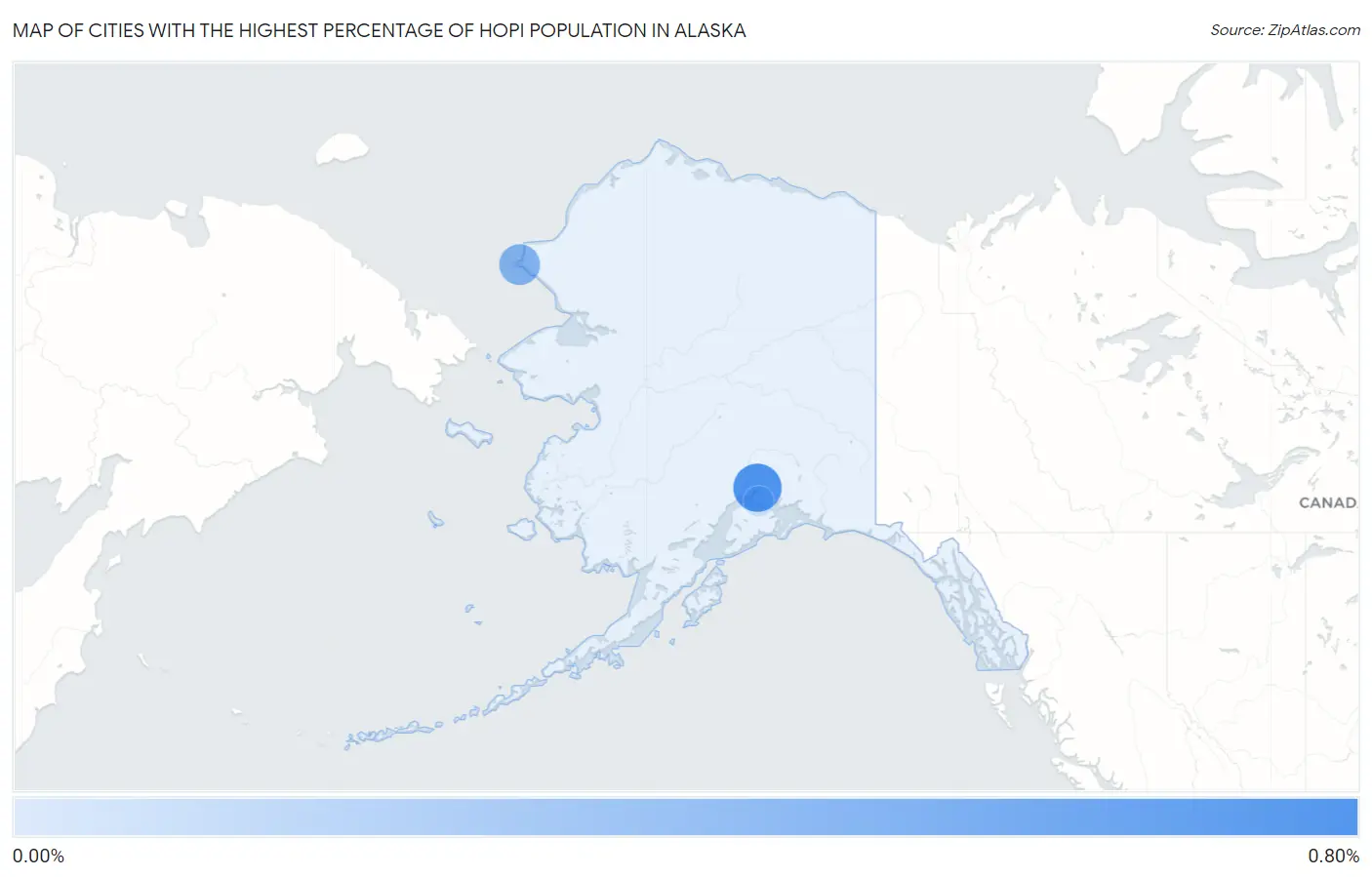 Cities with the Highest Percentage of Hopi Population in Alaska Map