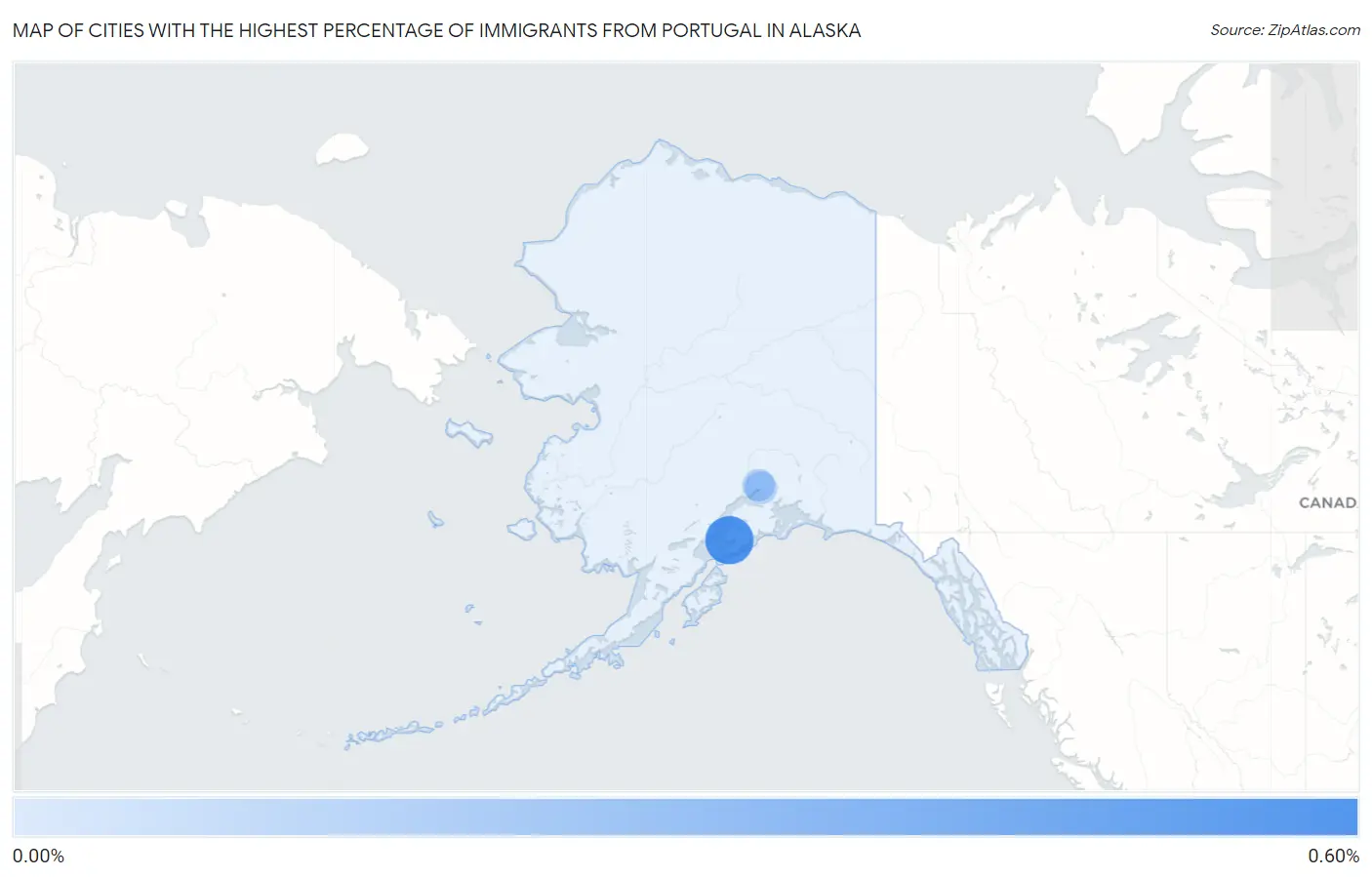 Cities with the Highest Percentage of Immigrants from Portugal in Alaska Map
