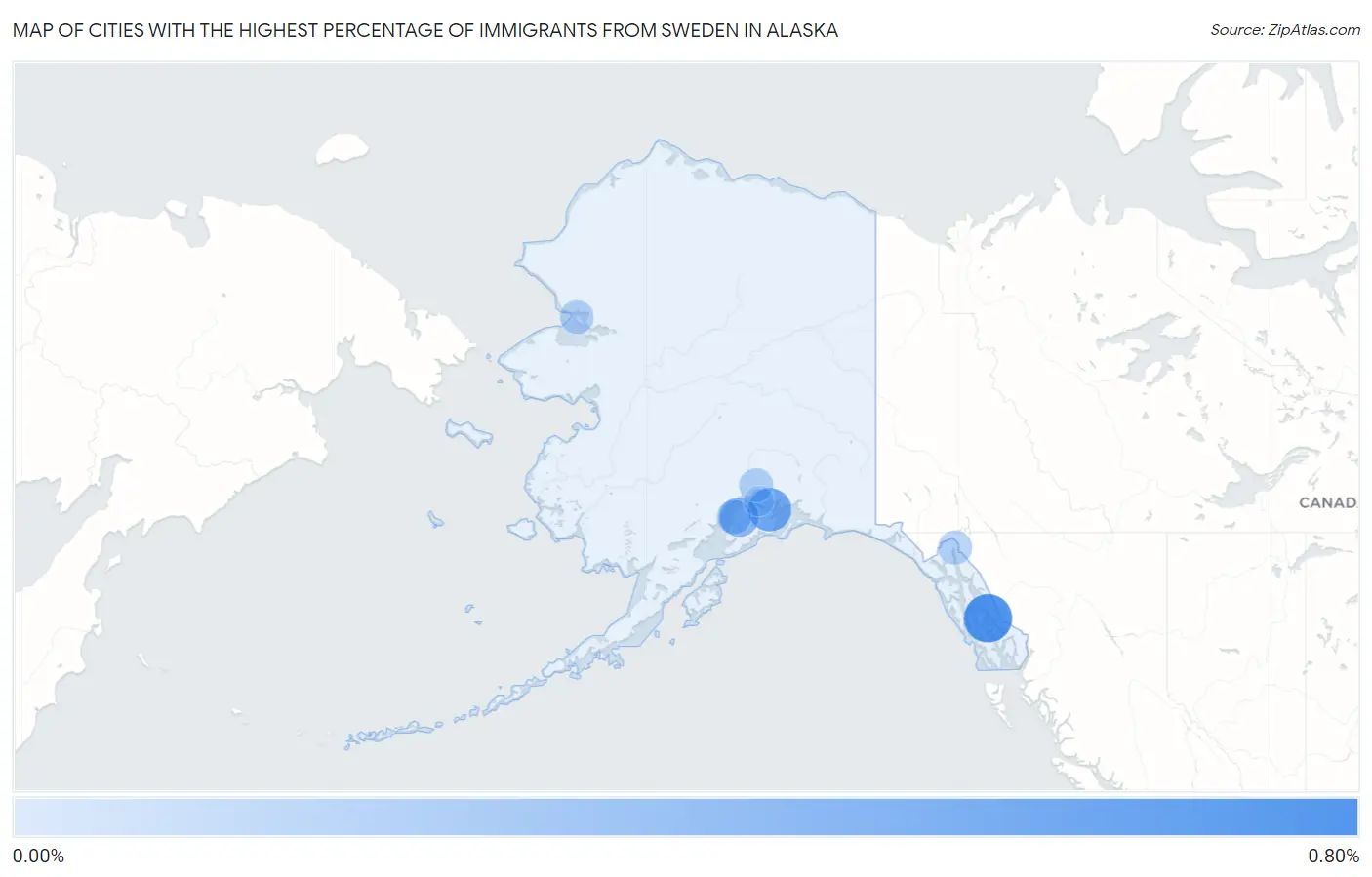 Cities with the Highest Percentage of Immigrants from Sweden in Alaska Map