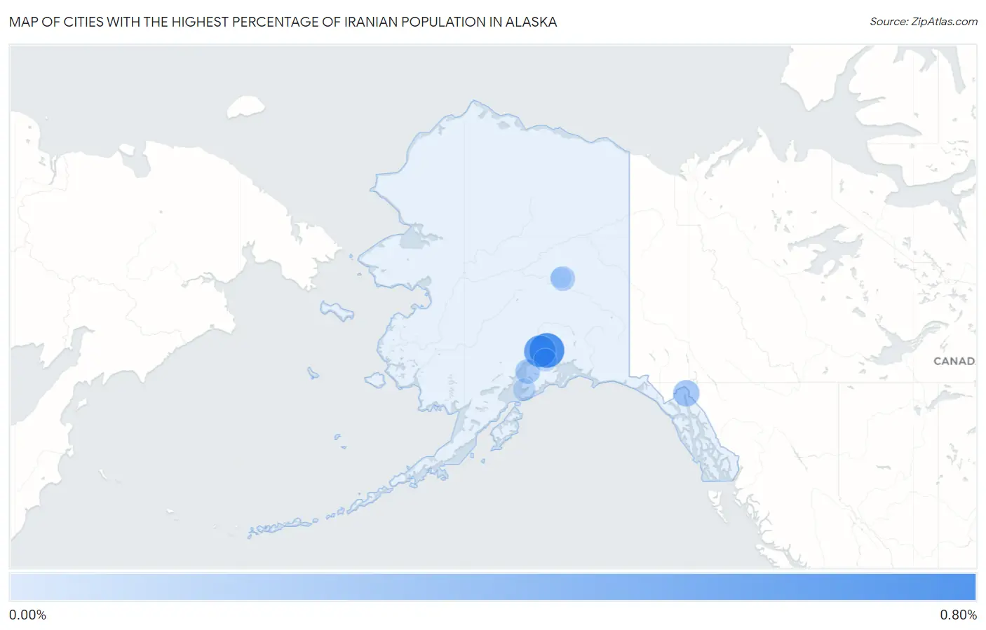 Cities with the Highest Percentage of Iranian Population in Alaska Map