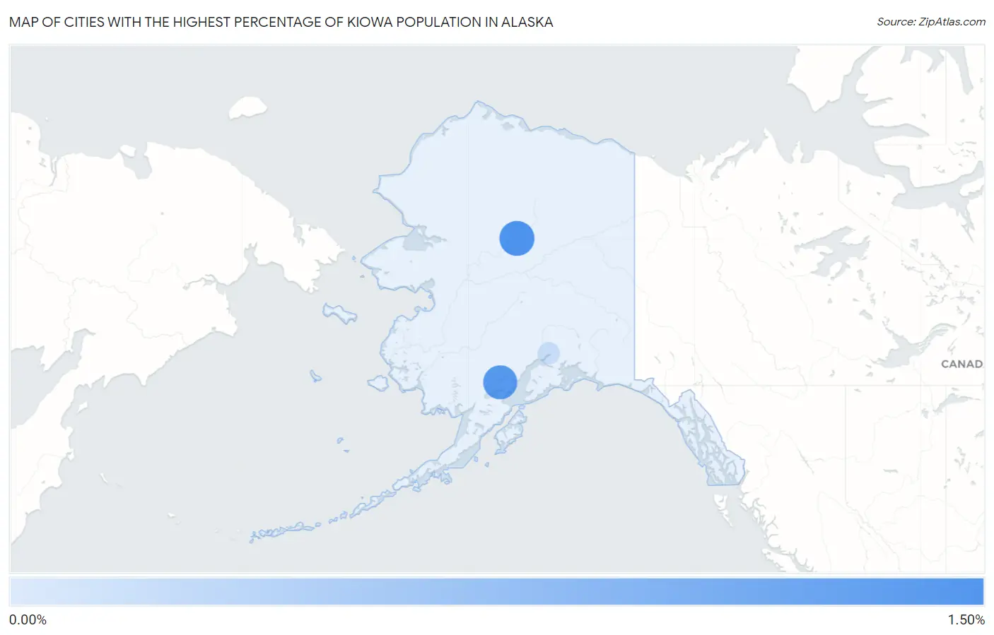 Cities with the Highest Percentage of Kiowa Population in Alaska Map