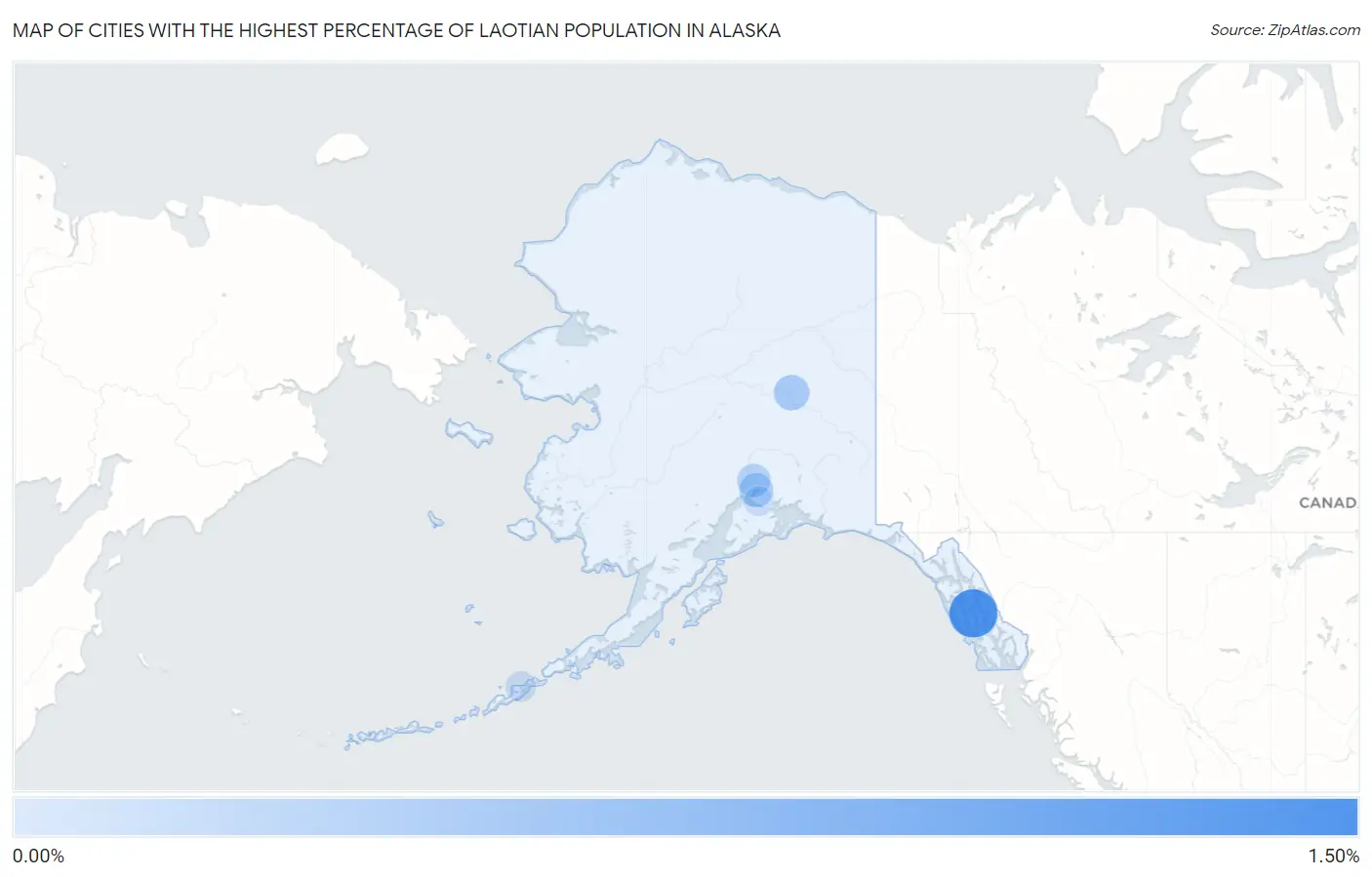 Cities with the Highest Percentage of Laotian Population in Alaska Map
