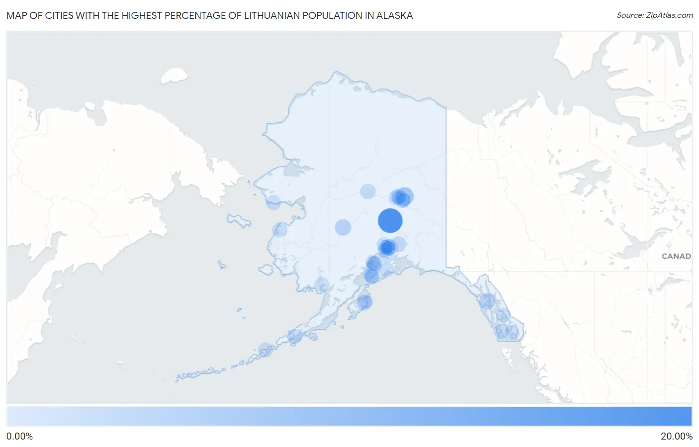Cities with the Highest Percentage of Lithuanian Population in Alaska Map