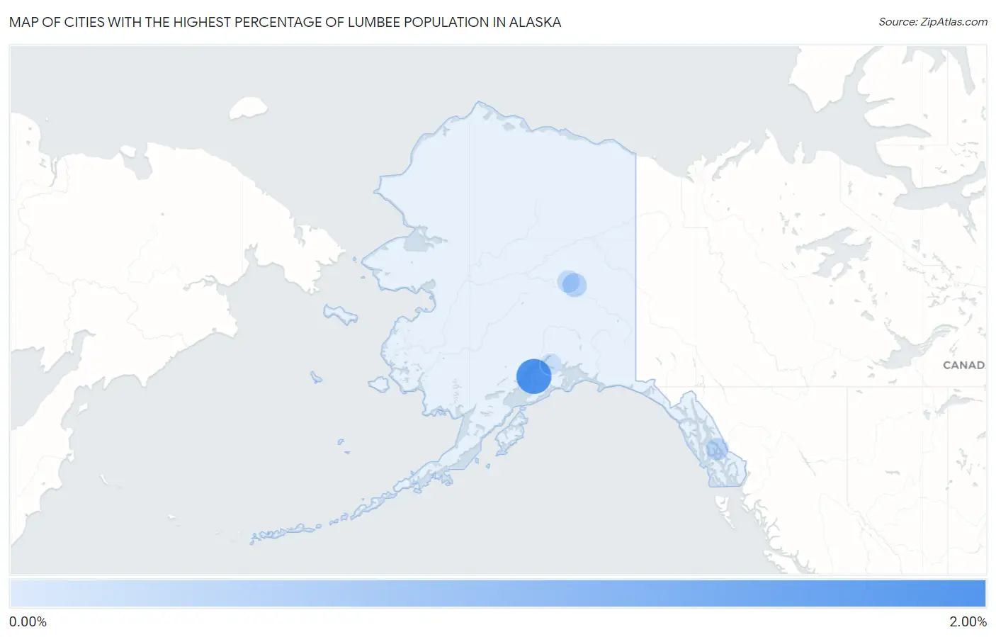 Cities with the Highest Percentage of Lumbee Population in Alaska Map