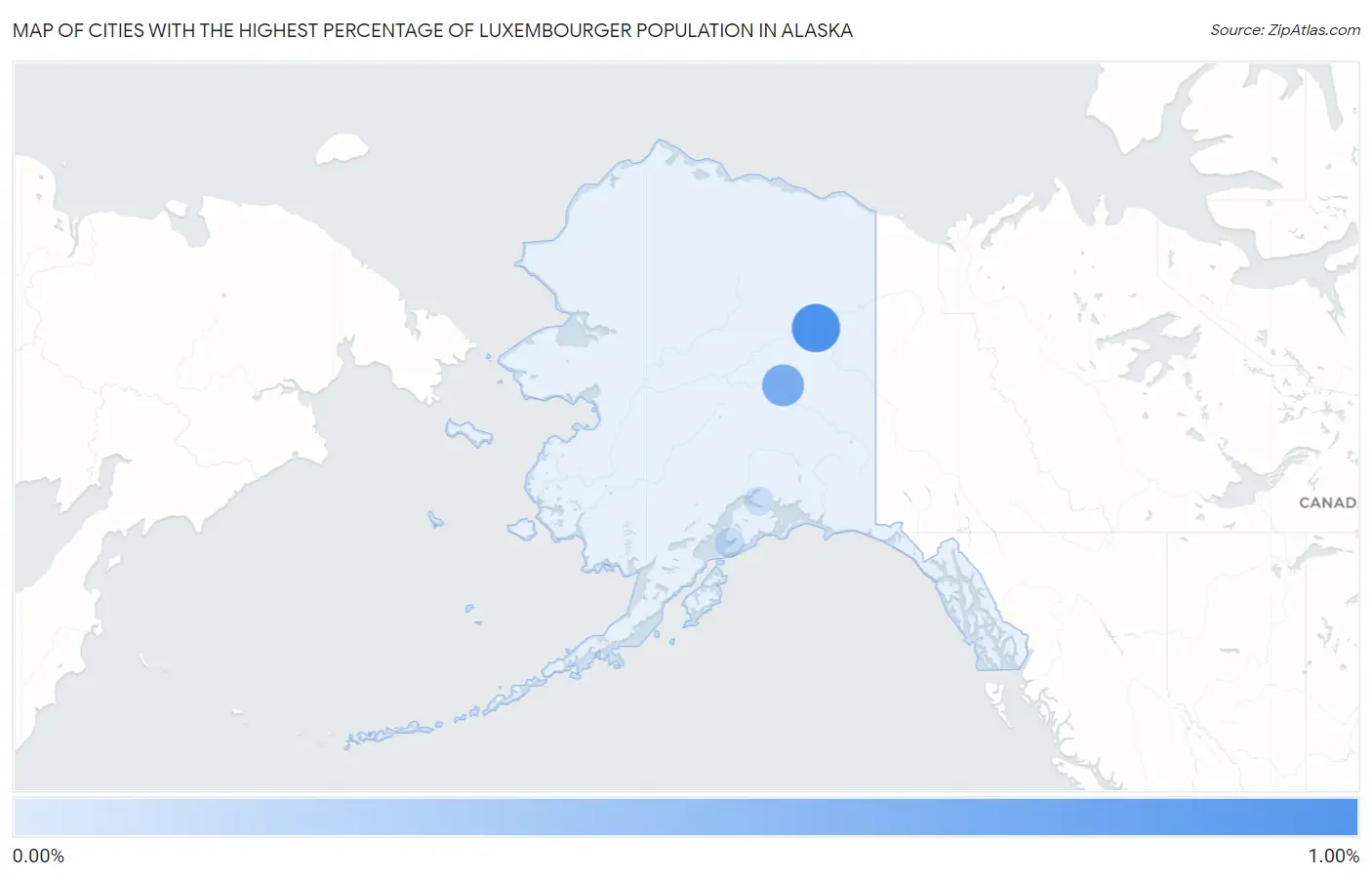 Cities with the Highest Percentage of Luxembourger Population in Alaska Map