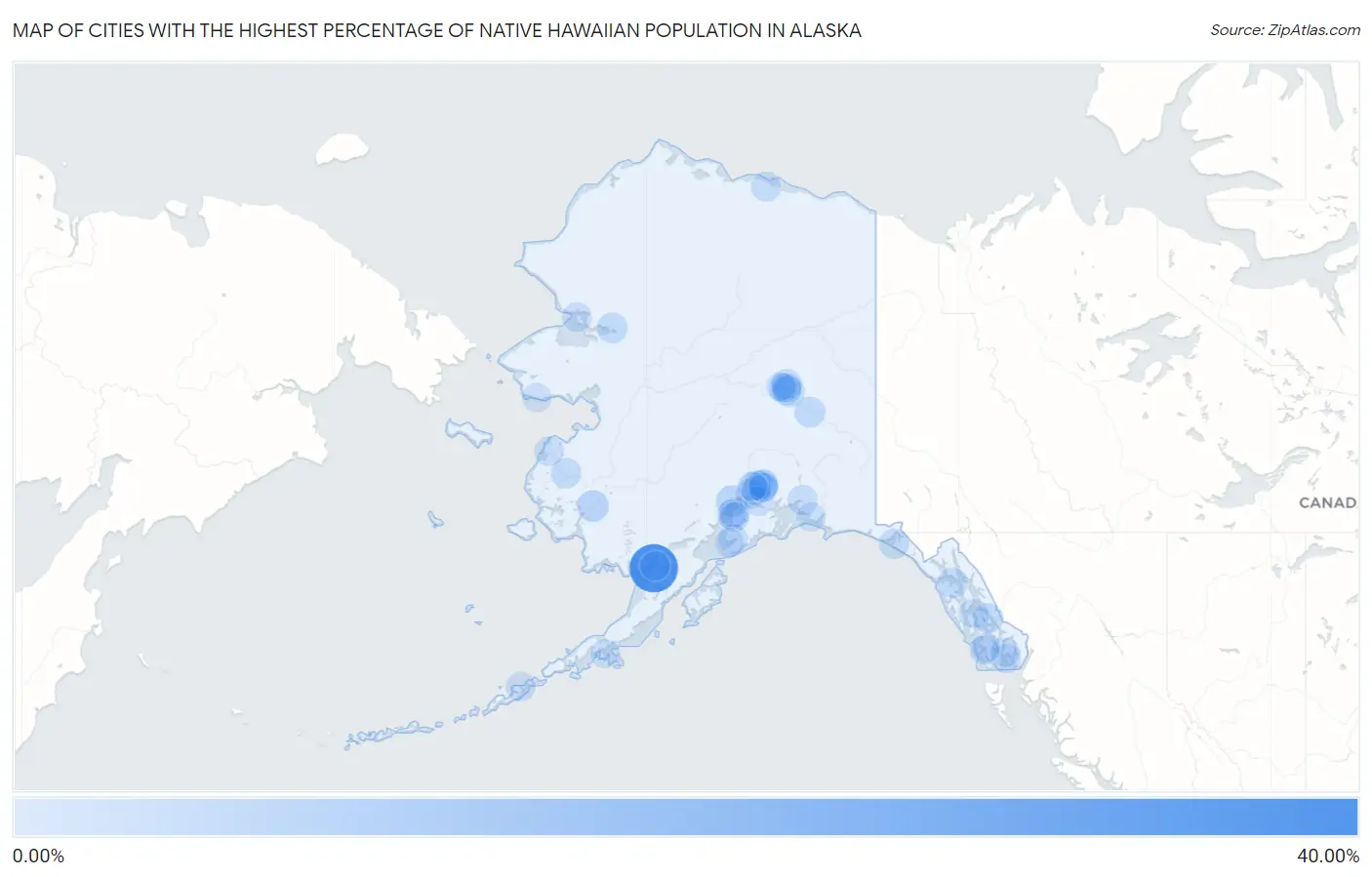Cities with the Highest Percentage of Native Hawaiian Population in Alaska Map