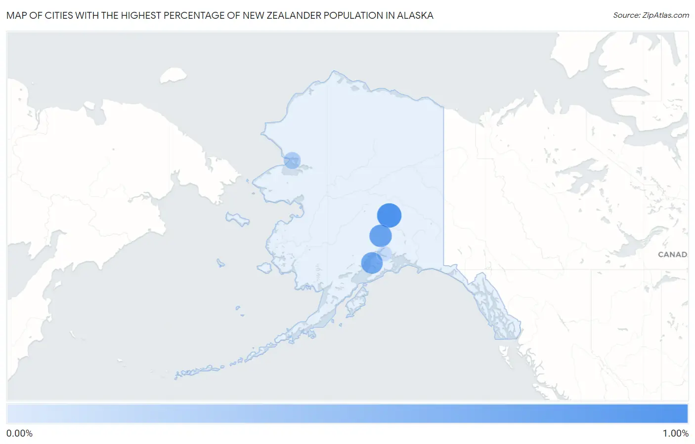 Cities with the Highest Percentage of New Zealander Population in Alaska Map
