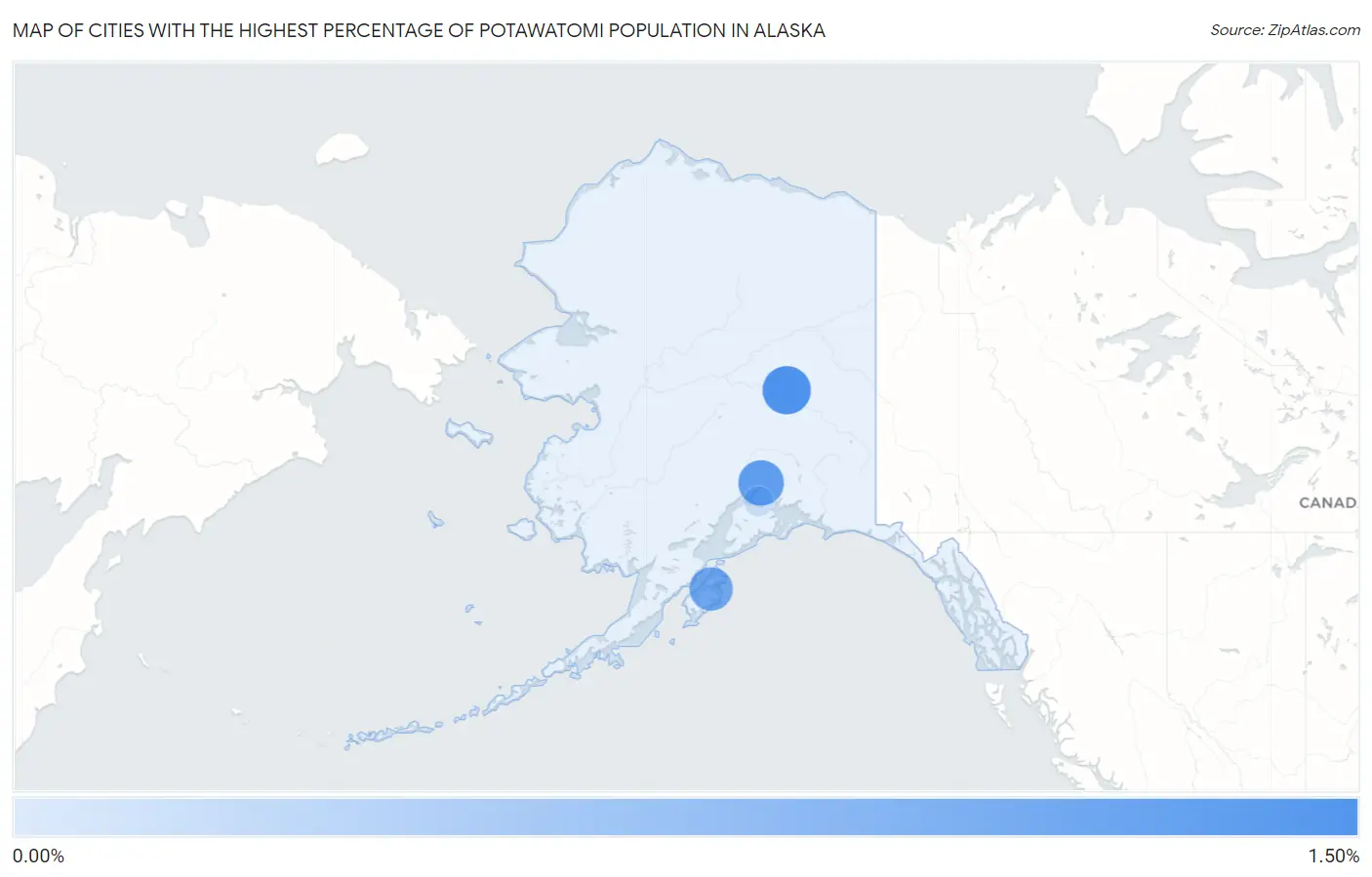 Cities with the Highest Percentage of Potawatomi Population in Alaska Map