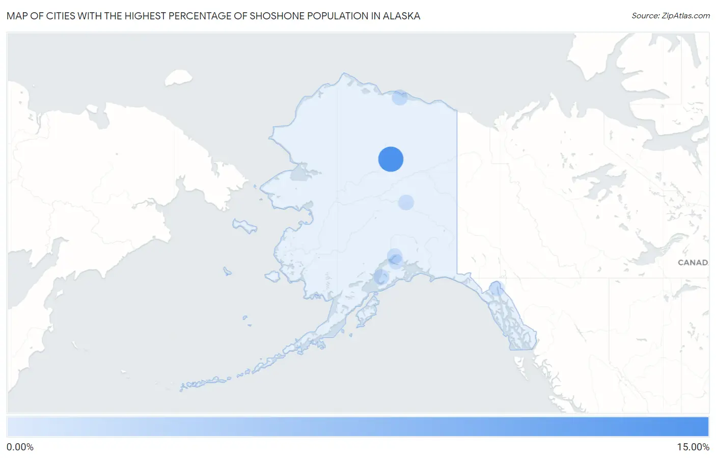 Cities with the Highest Percentage of Shoshone Population in Alaska Map