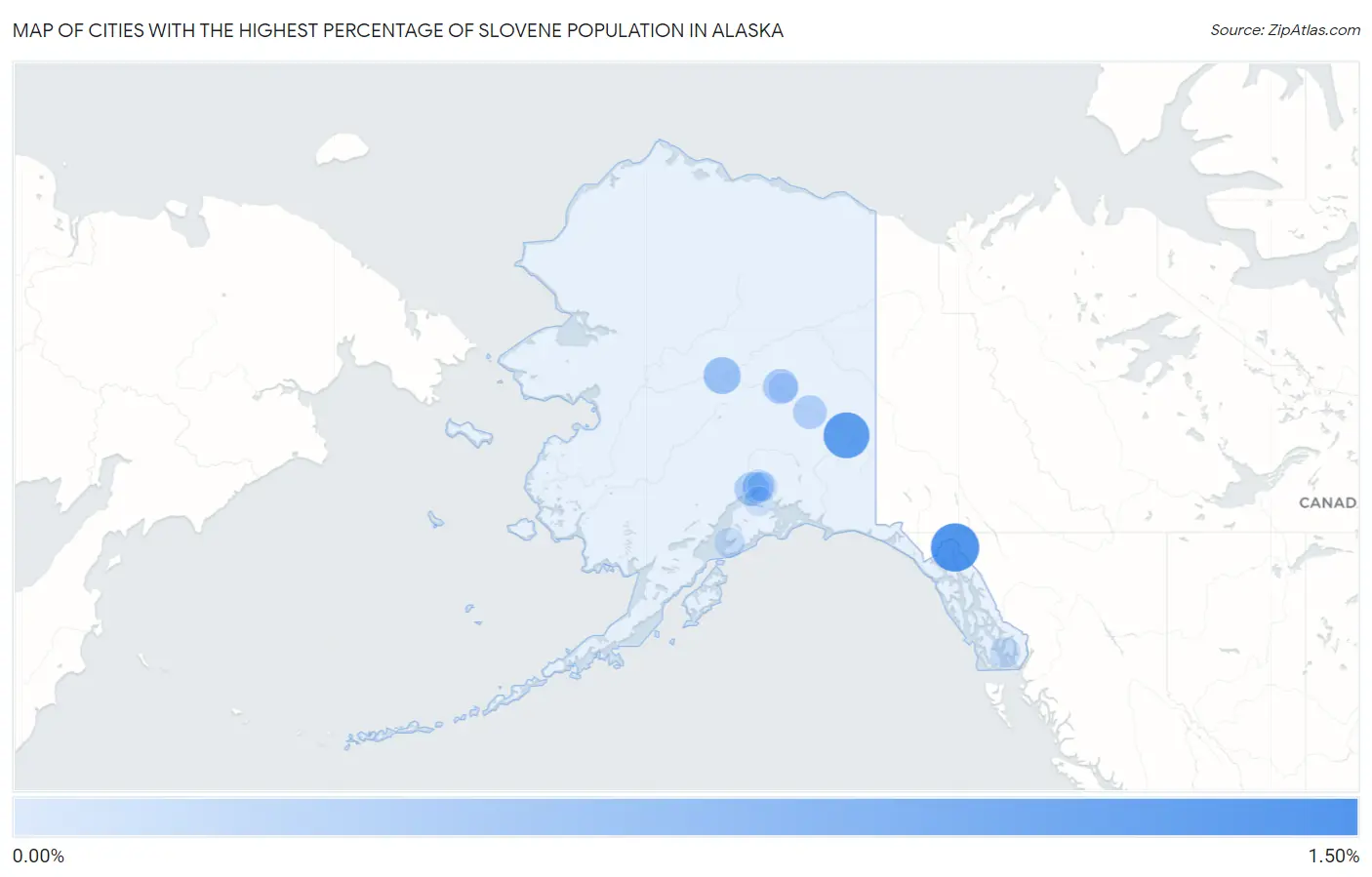 Cities with the Highest Percentage of Slovene Population in Alaska Map