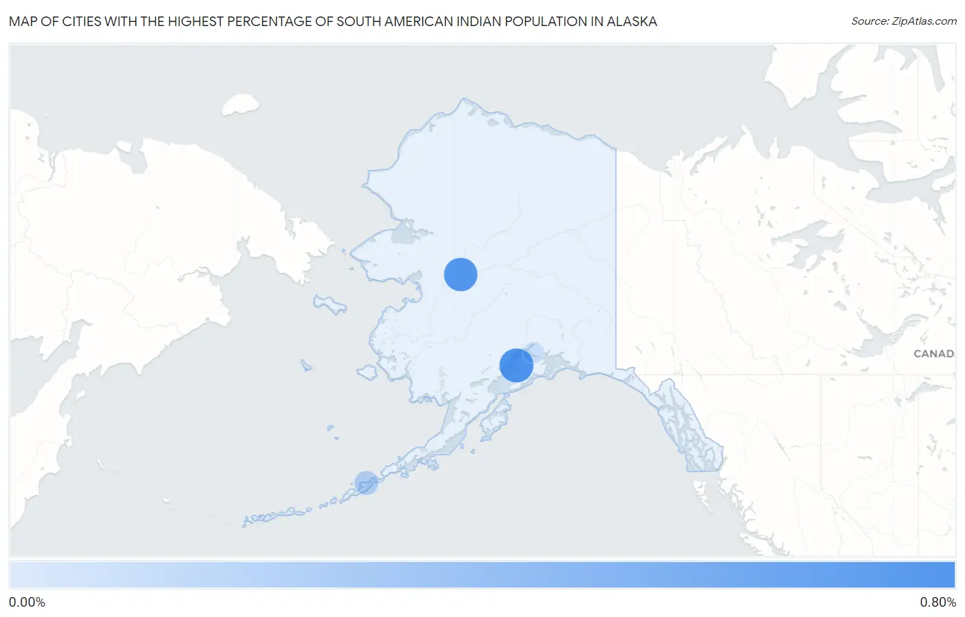 Cities with the Highest Percentage of South American Indian Population in Alaska Map