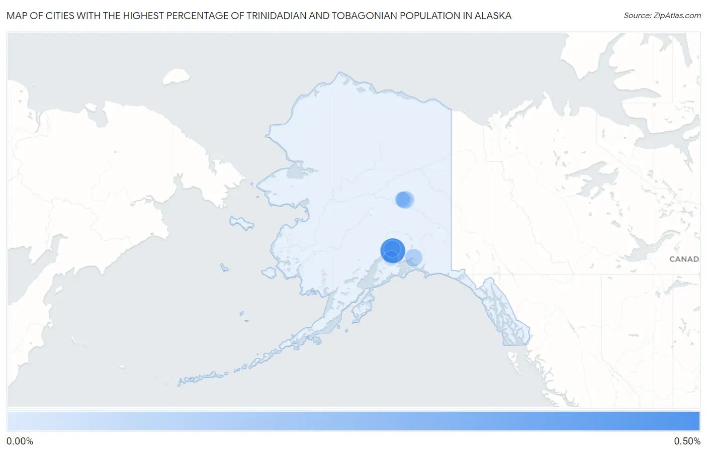 Cities with the Highest Percentage of Trinidadian and Tobagonian Population in Alaska Map