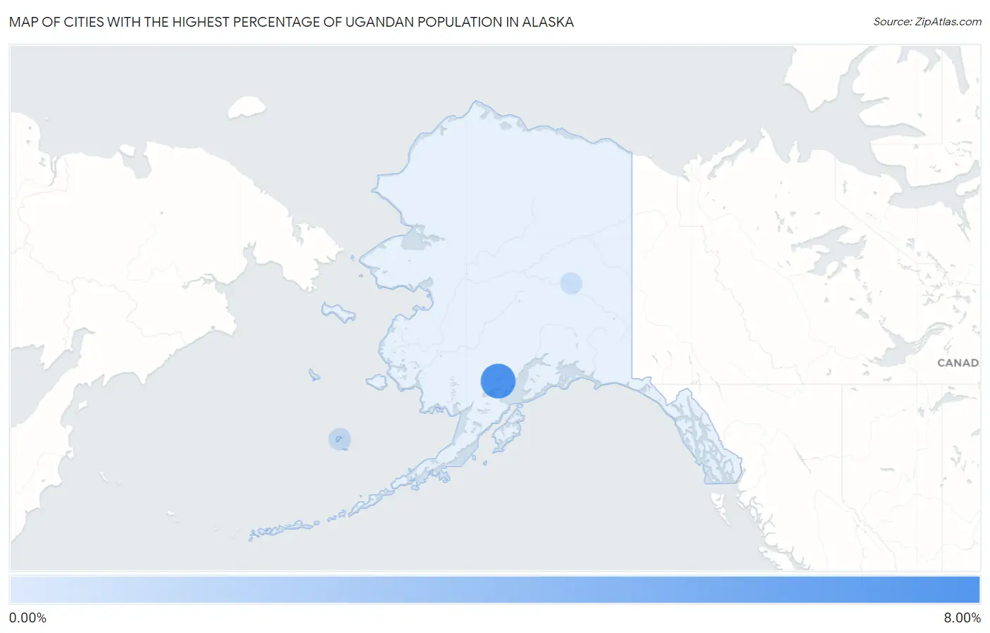 Cities with the Highest Percentage of Ugandan Population in Alaska Map