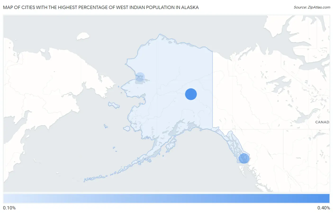 Cities with the Highest Percentage of West Indian Population in Alaska Map