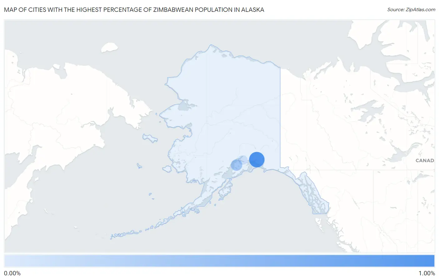 Cities with the Highest Percentage of Zimbabwean Population in Alaska Map
