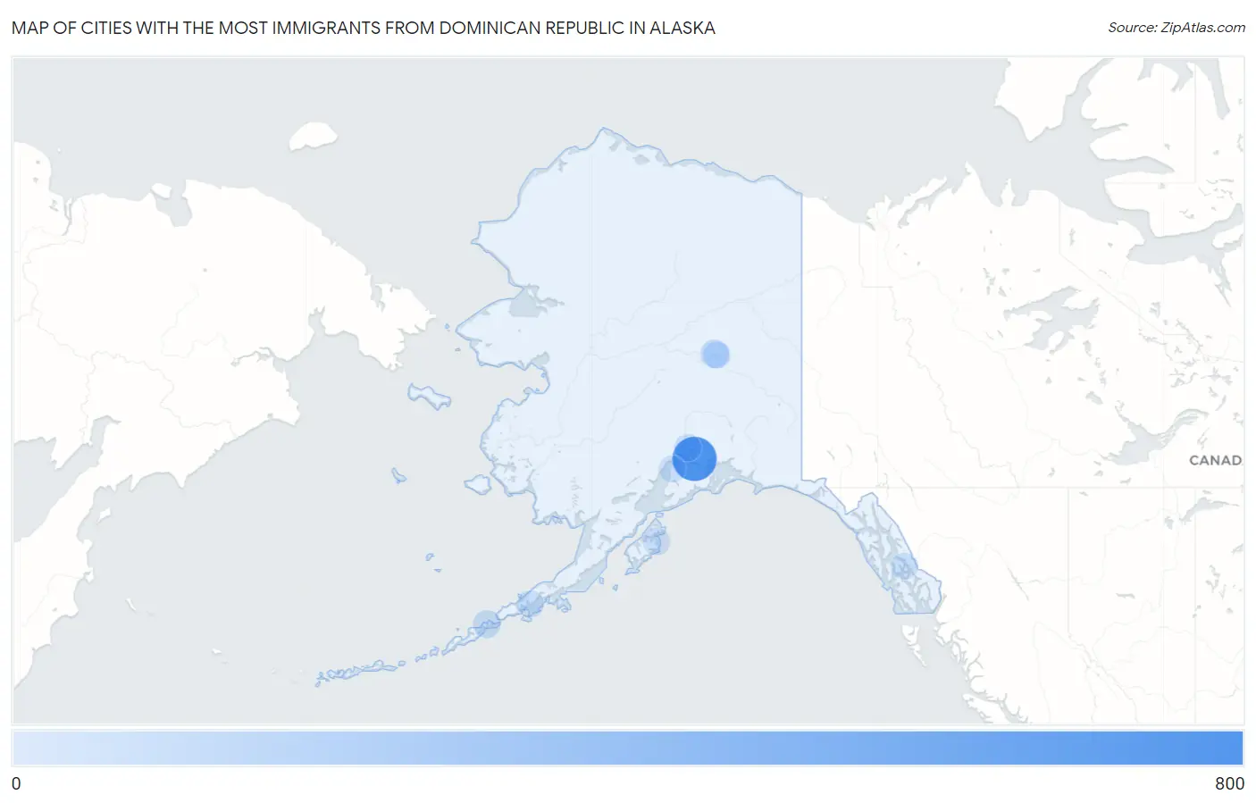Cities with the Most Immigrants from Dominican Republic in Alaska Map